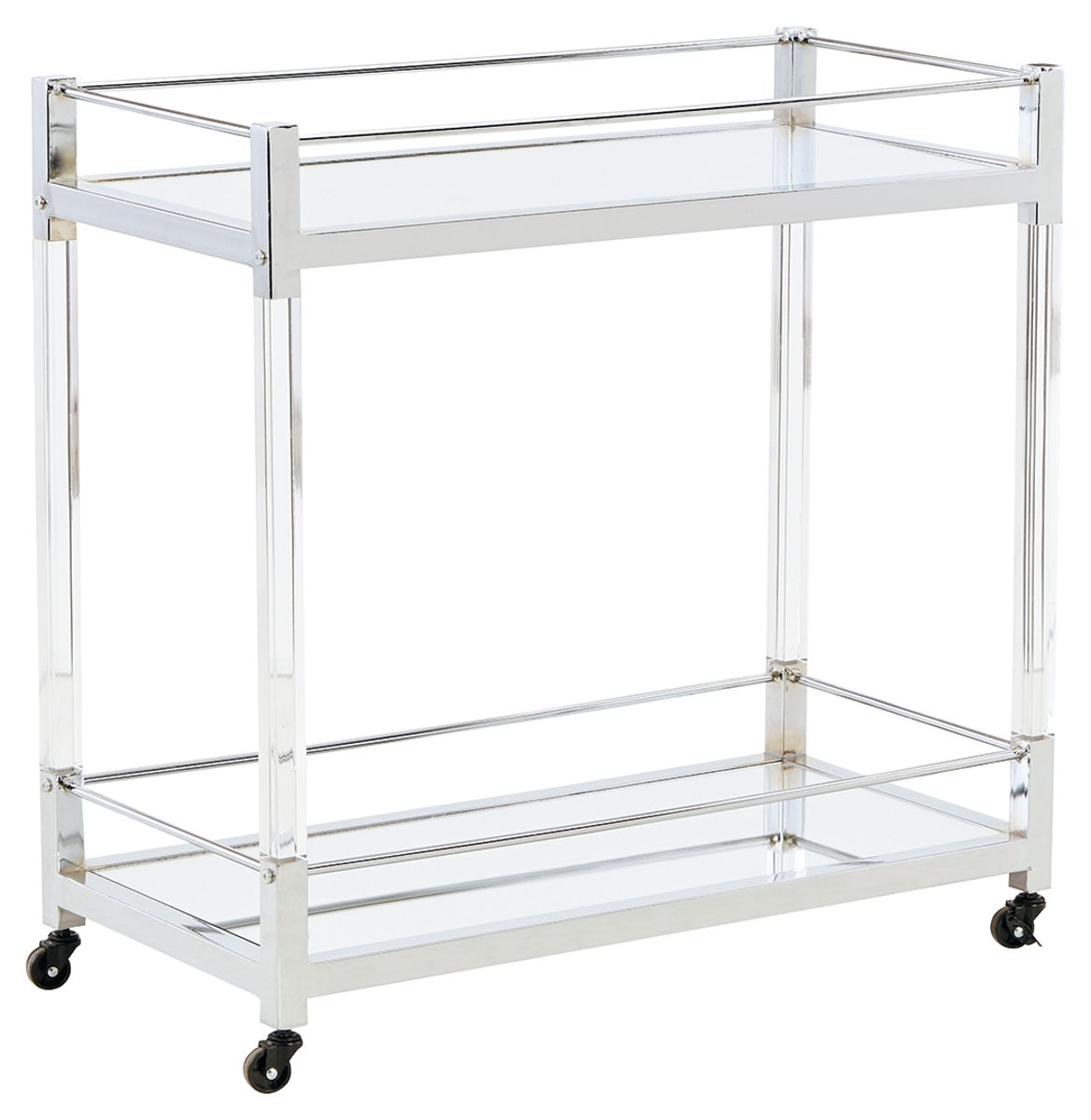 Chaseton – Clear / Silver Finish – Bar Cart