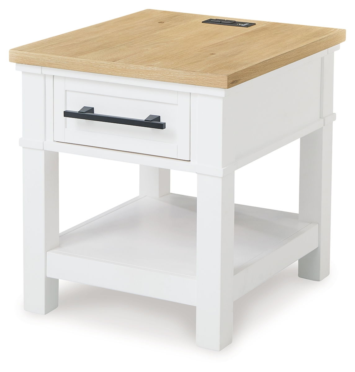 Ashbryn – White / Natural – Rectangular End Table