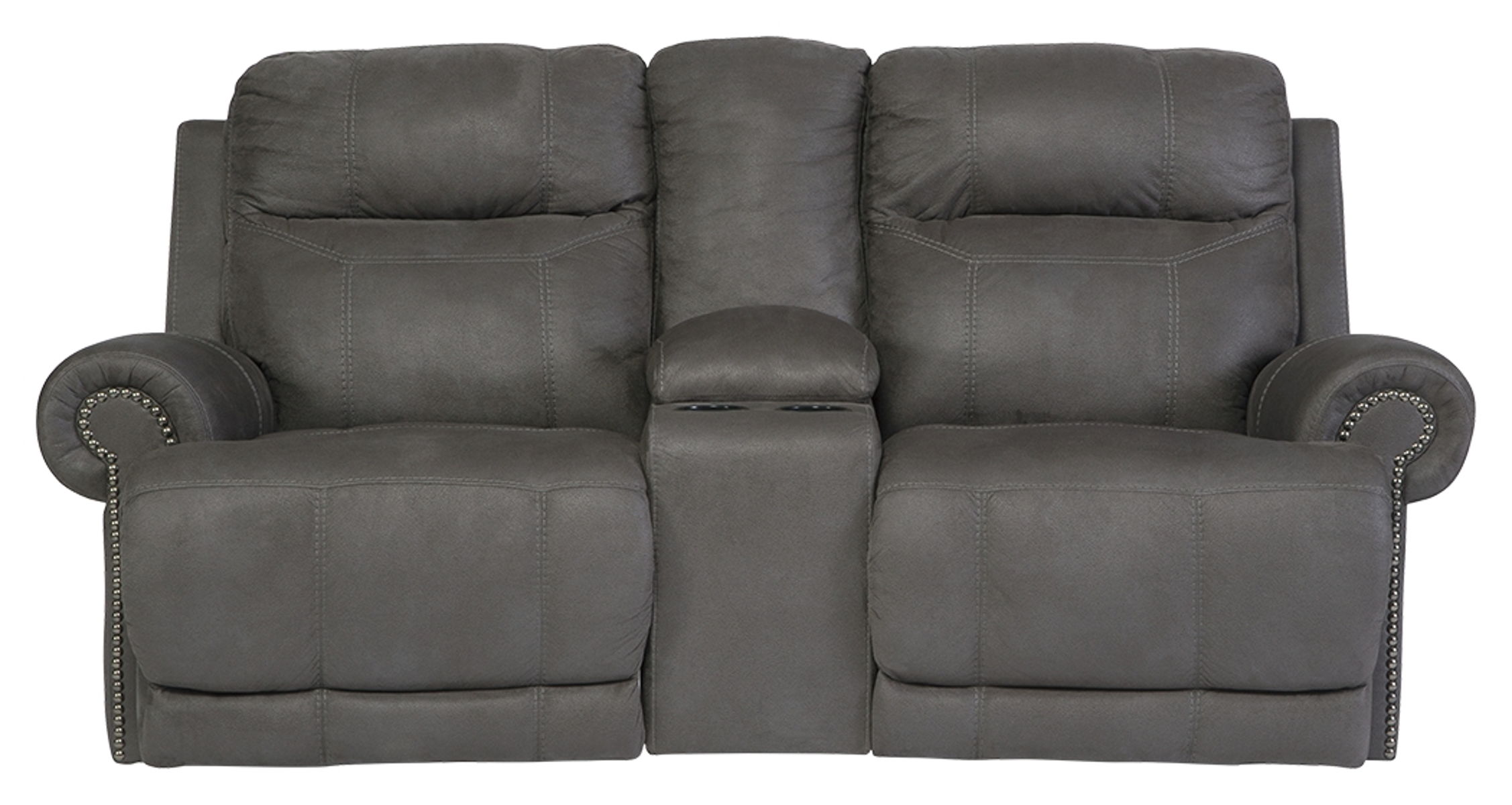 Austere – Gray – DBL Rec Loveseat w/Console