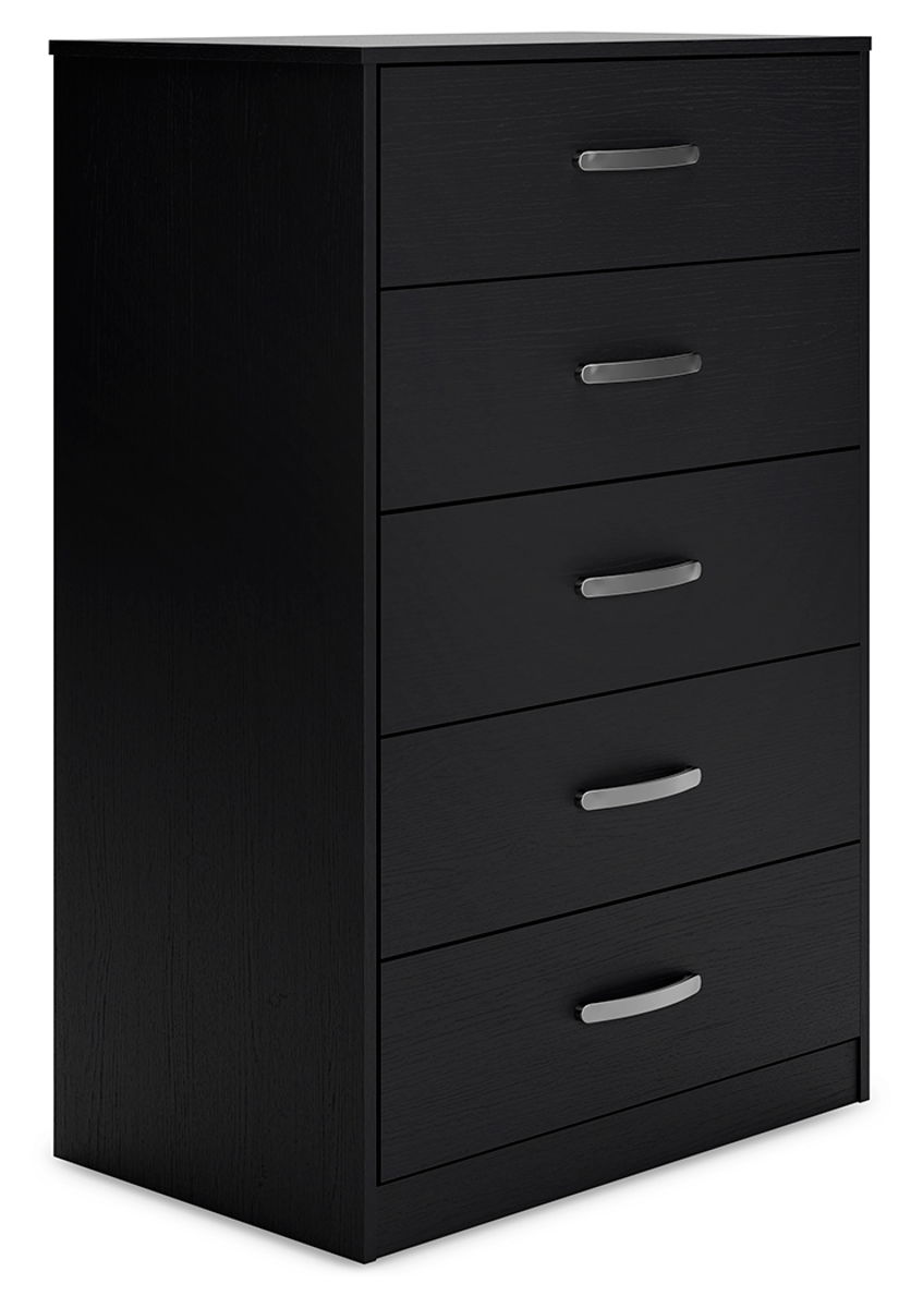 Finch – Black – Five Drawer Chest – 46″ Height