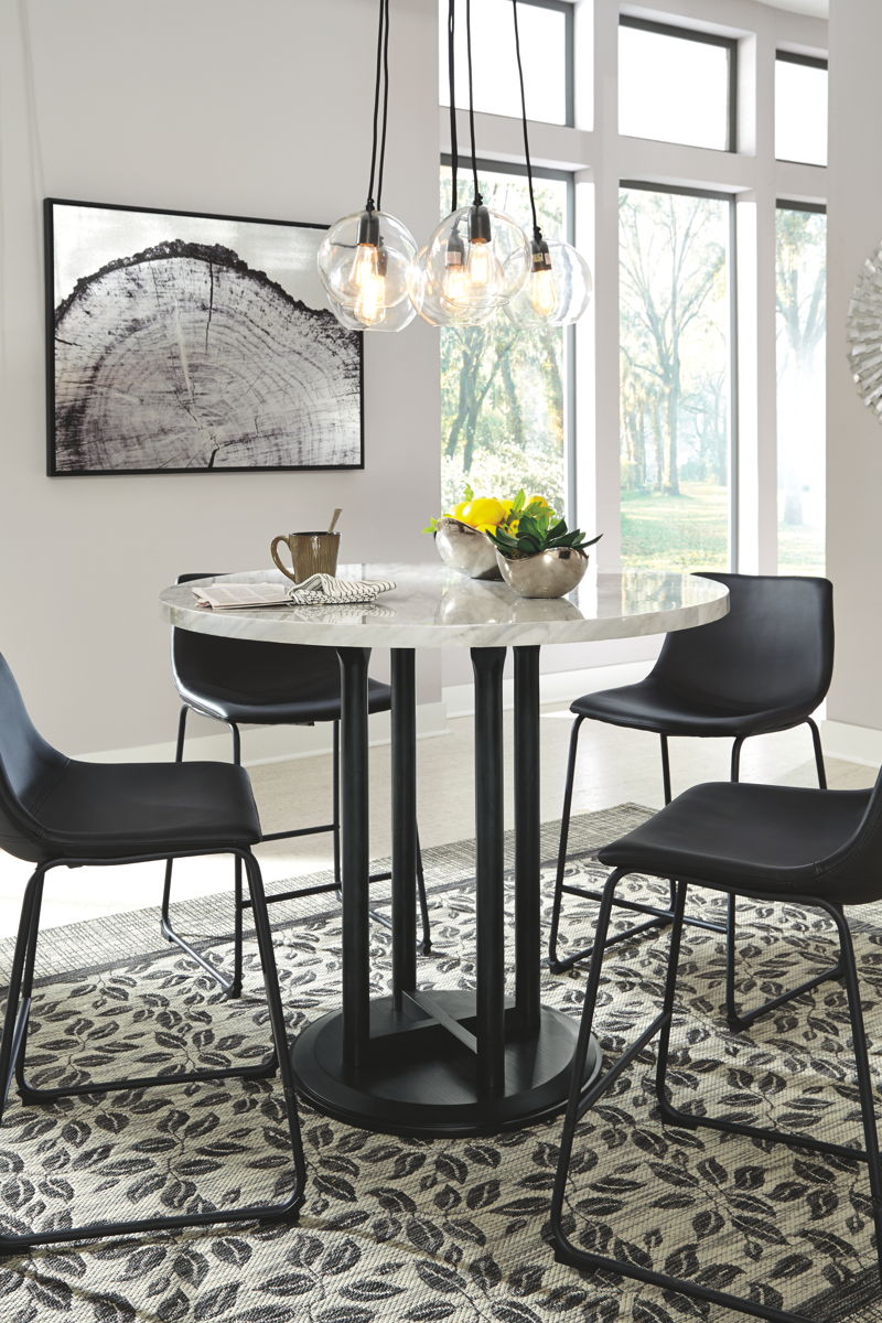 Centiar – Black / Gray – Round Dining Room Counter Table