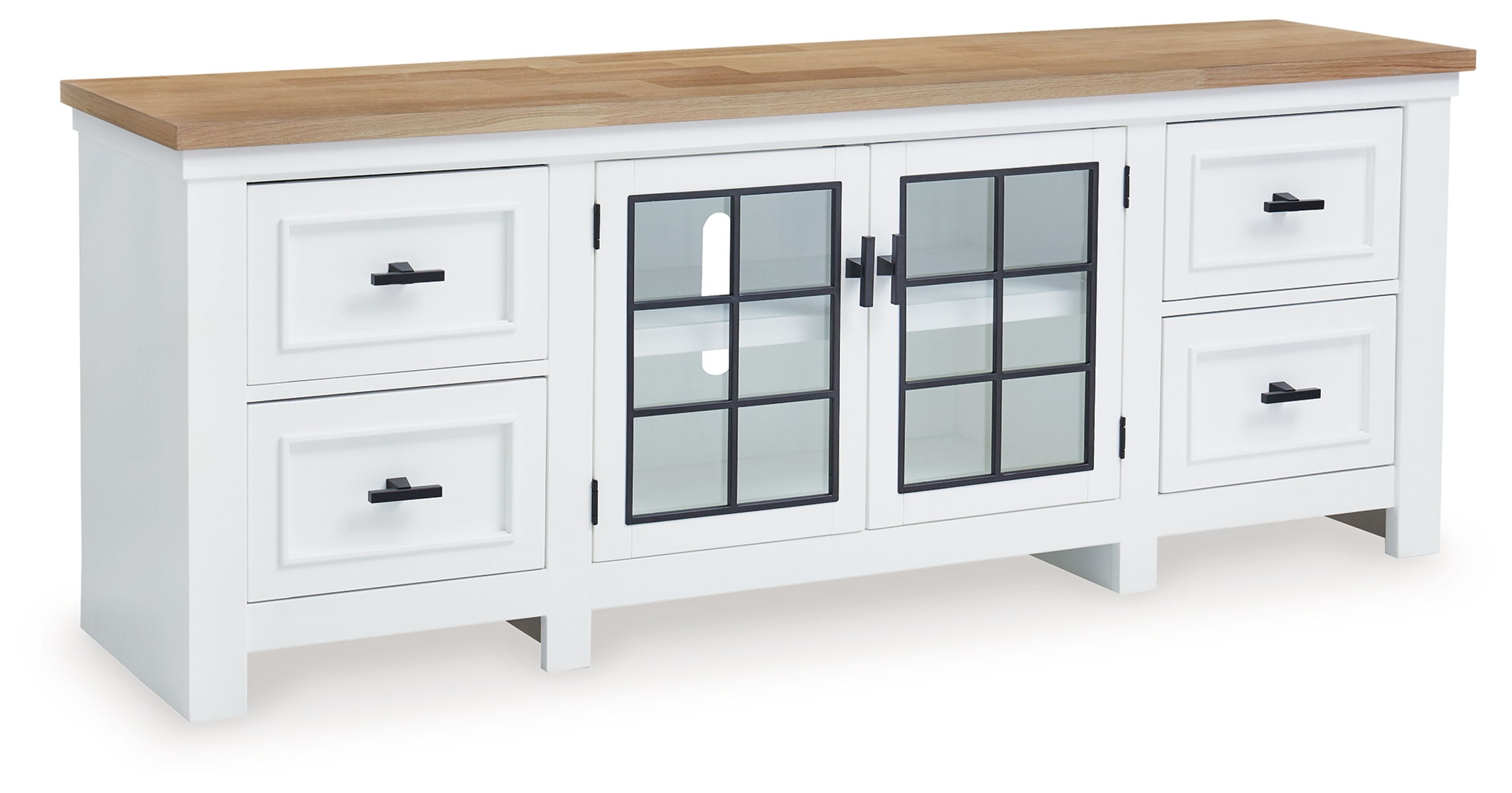 Ashbryn – White / Natural – Extra Large TV Stand