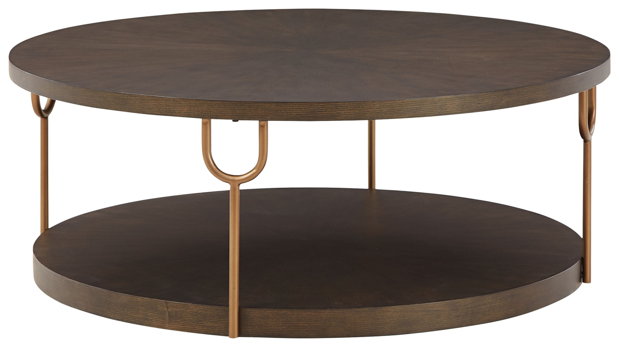 Brazburn – Dark Brown / Gold Finish – Round Cocktail Table