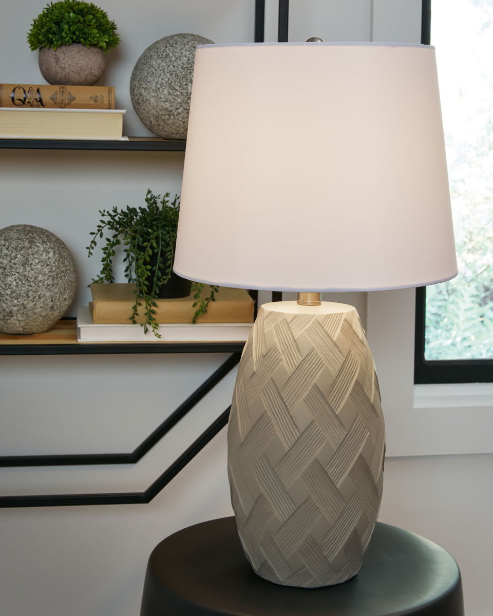 Tamner – Taupe – Poly Table Lamp (Set of 2)
