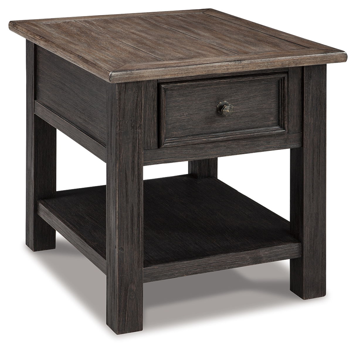 Tyler – Grayish Brown / Black – Rectangular End Table