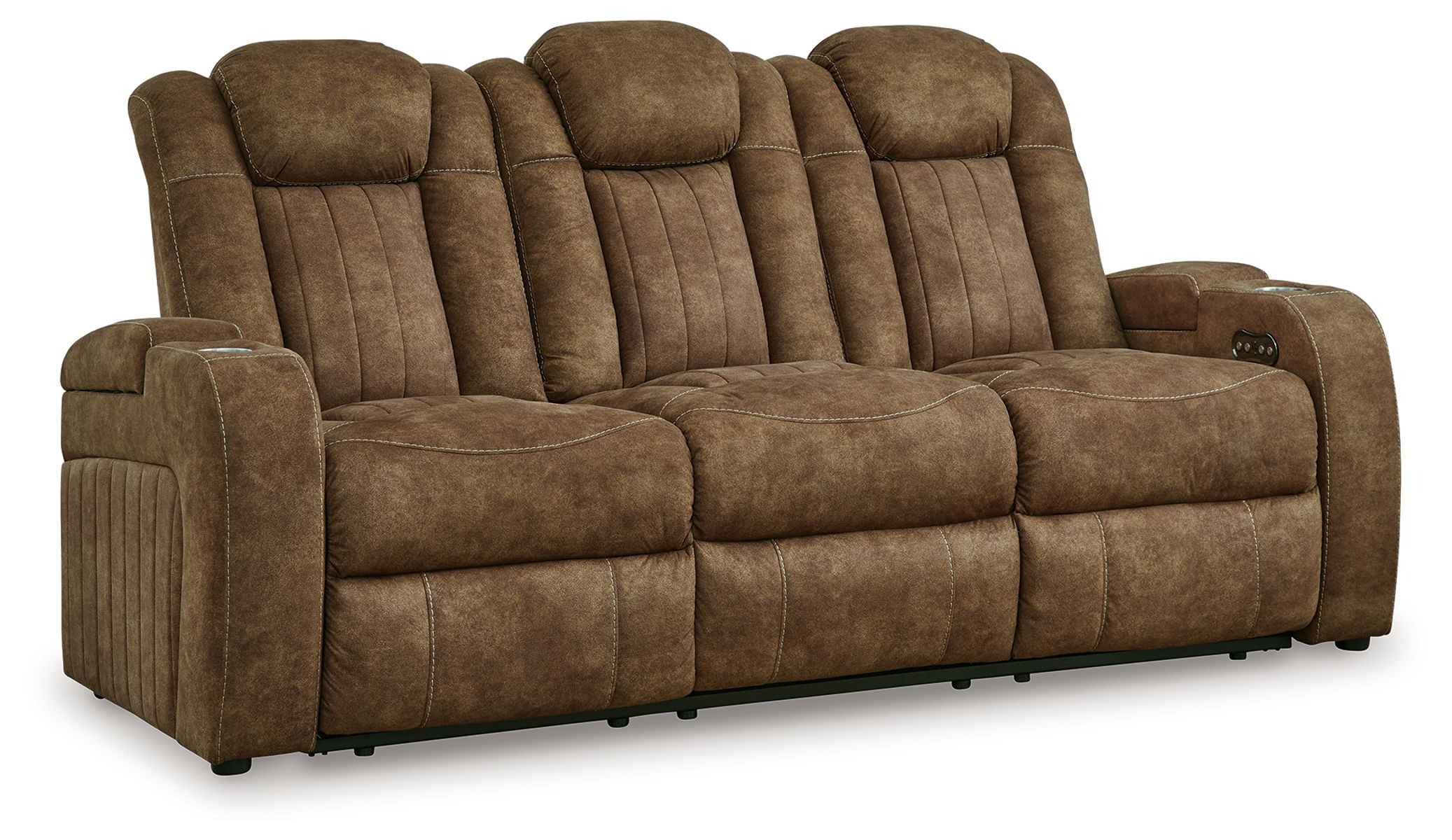 Wolfridge – Brindle – Power Reclining Sofa With Adj Headrest