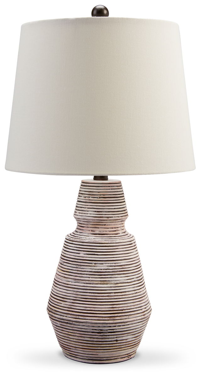 Jairburns – Brick Red / White – Poly Table Lamp (Set of 2)