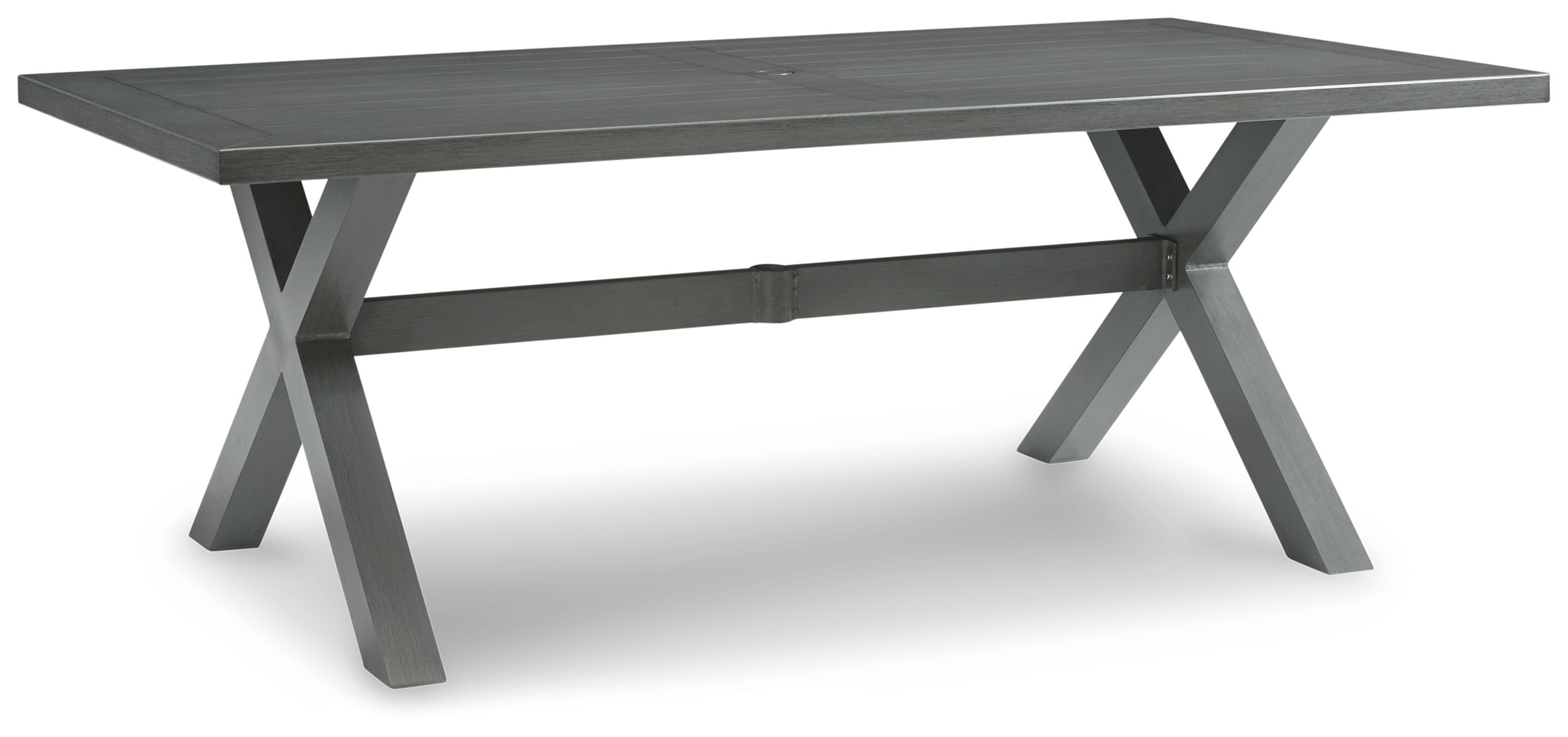 Elite Park – Gray – Rect Dining Table W/Umb Opt