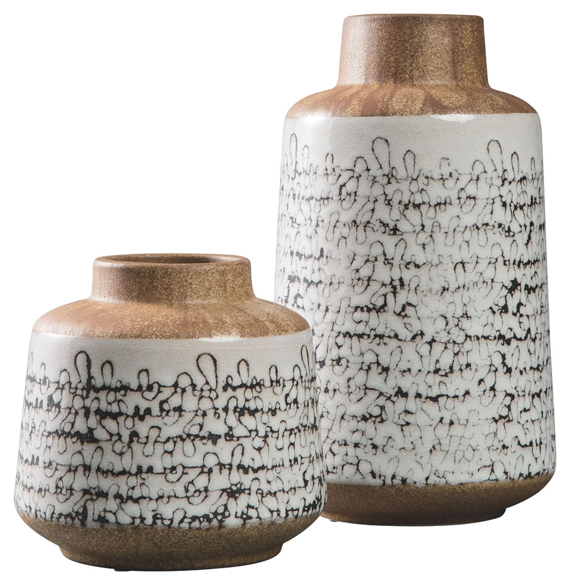 Meghan – Tan / Black – Vase Set (Set of 2)