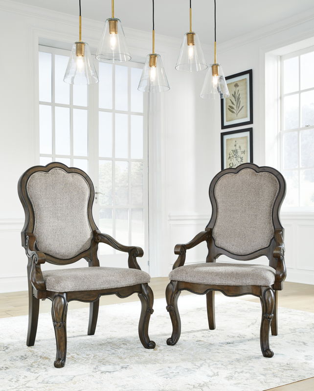 Maylee – Dark Brown – Dining Upholstered Arm Chair (Set of 2)