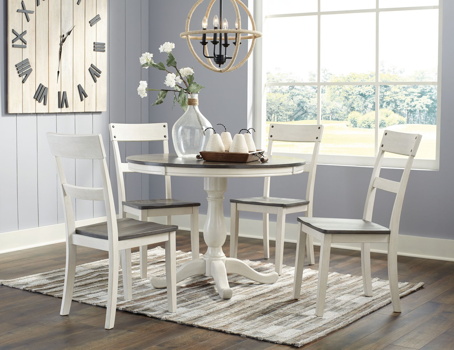 Nelling – White / Brown / Beige – 6 Pc. – Dining Room Table, 4 Side Chairs