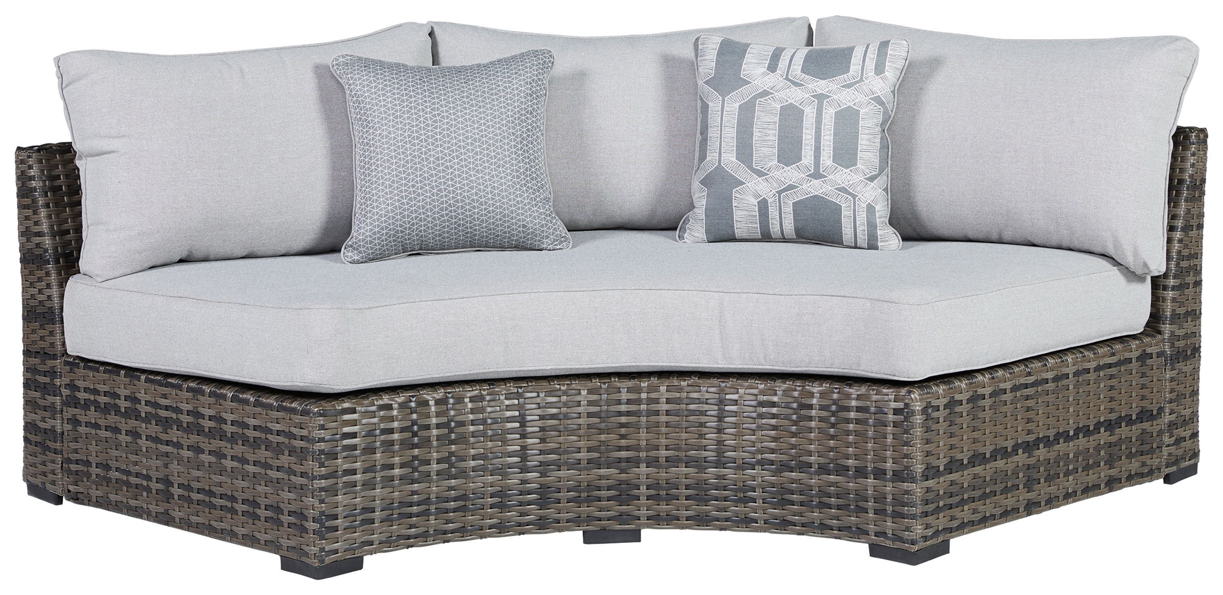 Harbor Court – Gray – Curved Loveseat with Cushion