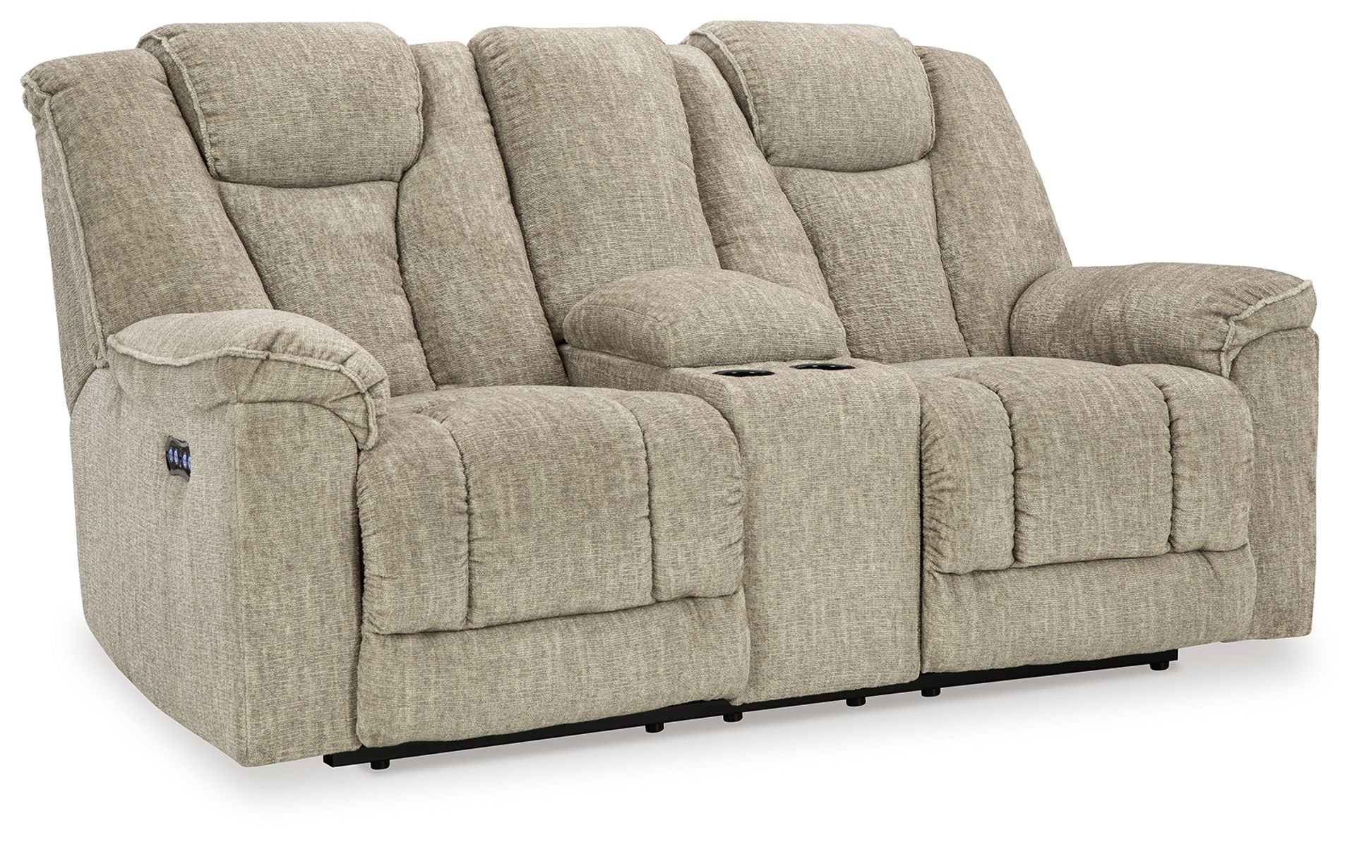 Hindmarsh – Stone – Power Reclining Loveseat with Console/ Adj Hdrst