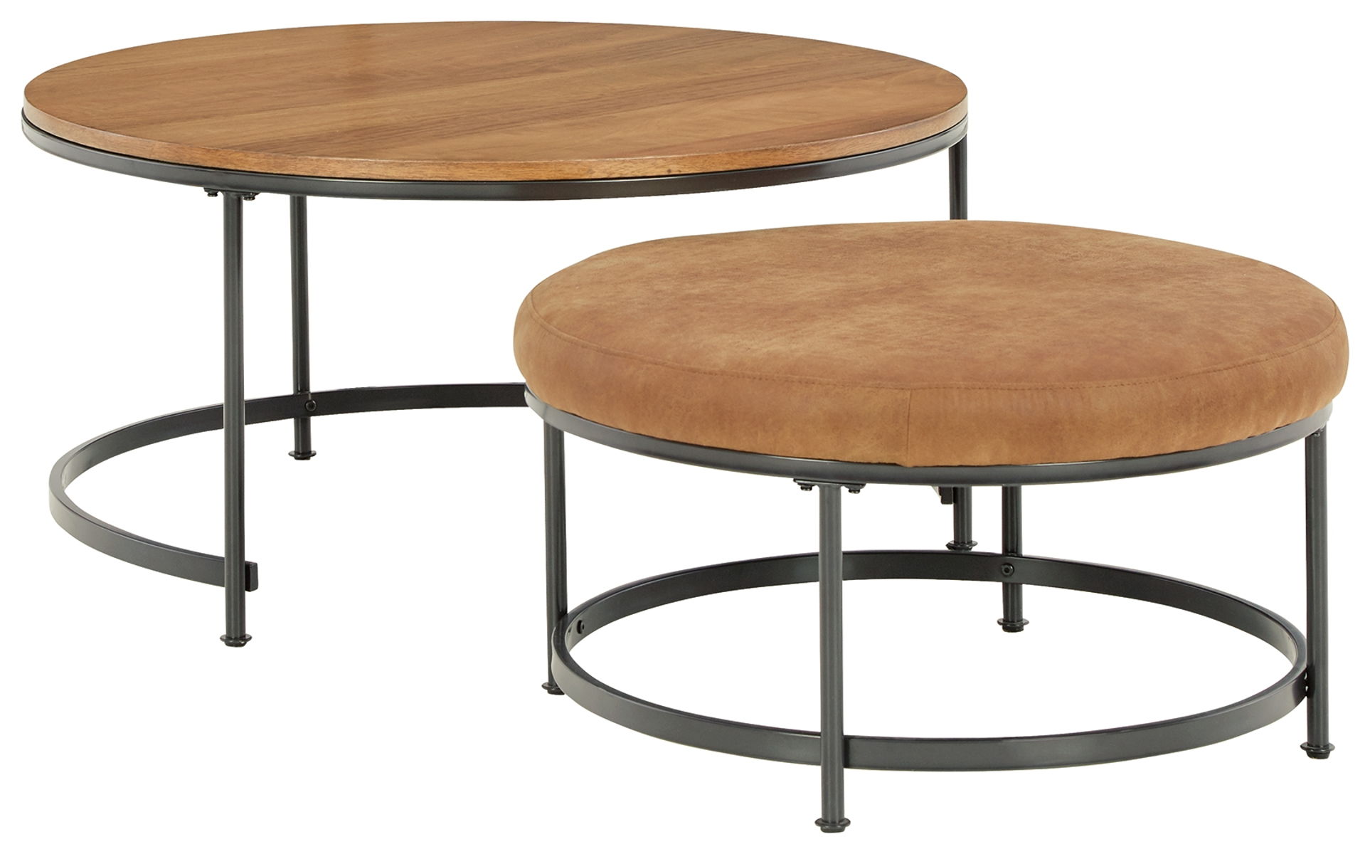Drezmoore – Light Brown / Black – Nesting Cocktail Tables (Set of 2)