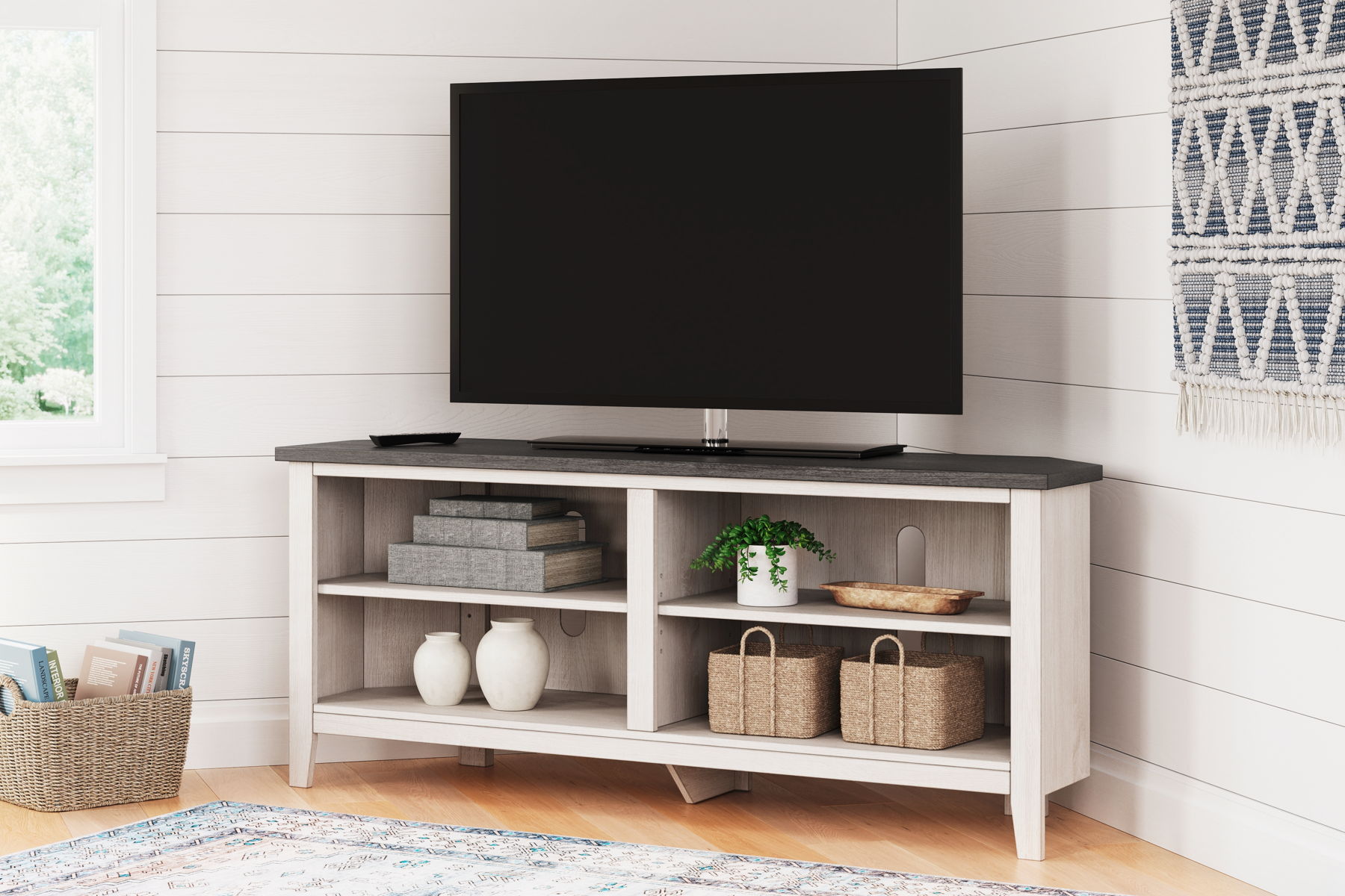 Dorrinson – Two-tone – Medium Corner TV Stand