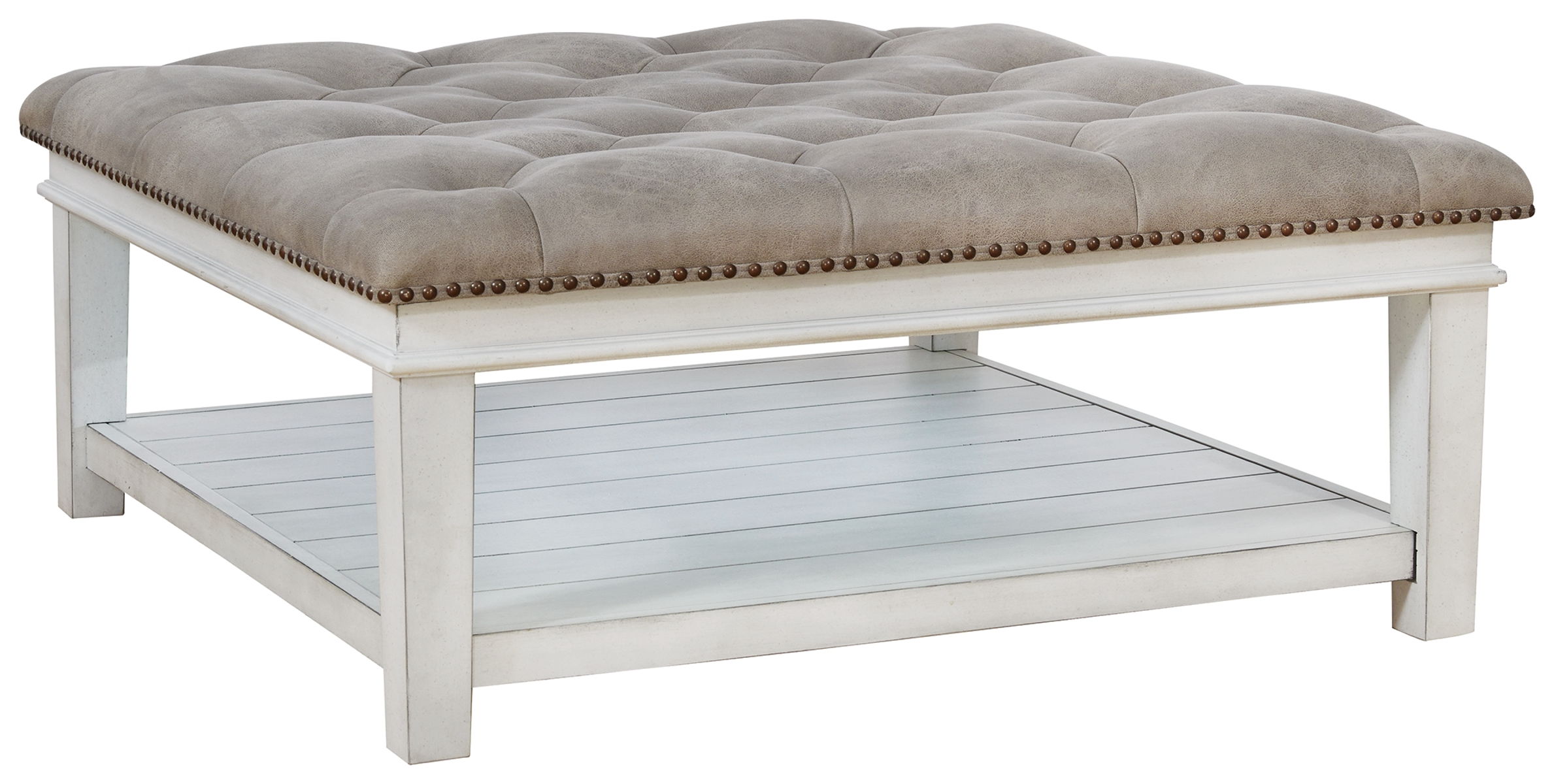 Kanwyn – Whitewash – Uph Ottoman Cocktail Table