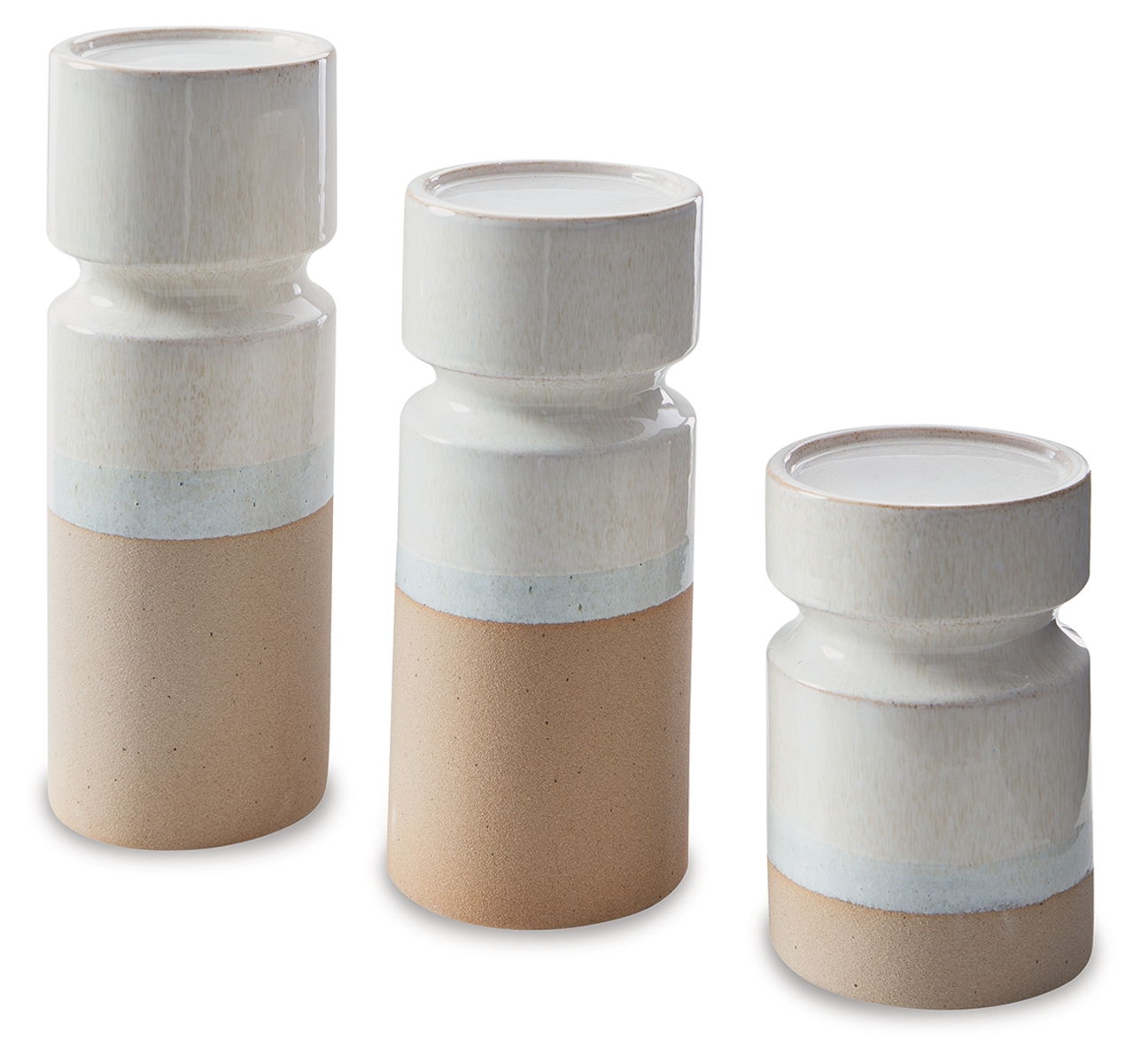 Hurston – Ivory / Brown – Candle Holder Set (Set of 3)