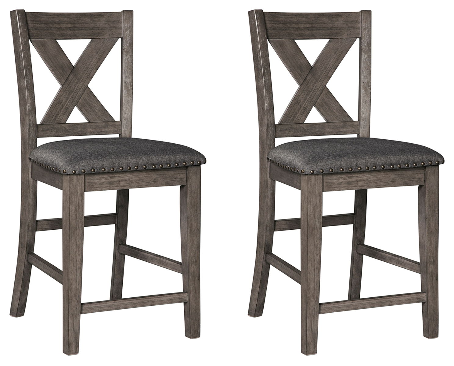 Caitbrook – Gray – Upholstered Barstool (Set of 2)