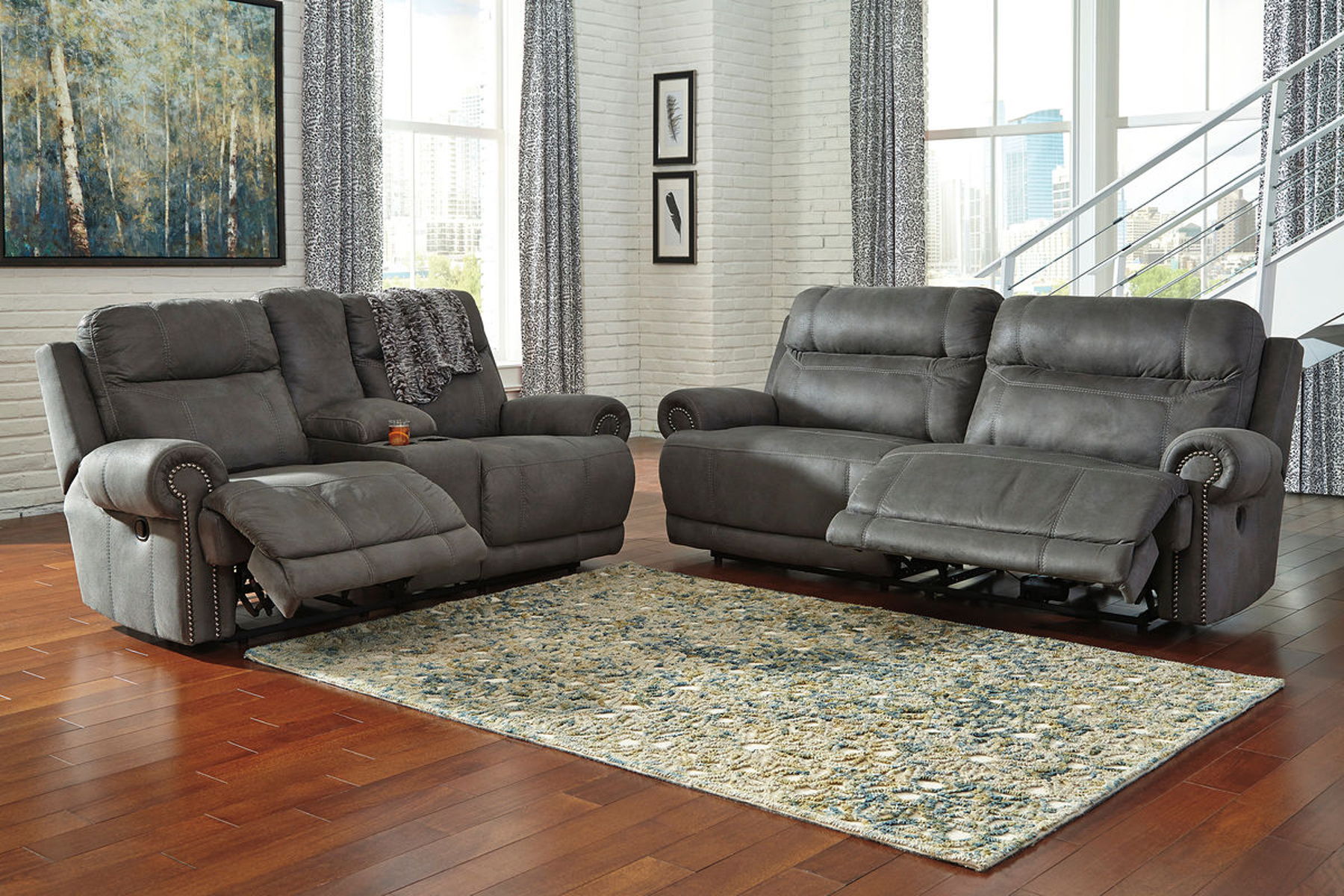 Austere – Gray – 2 Pc. – Reclining Sofa, Loveseat