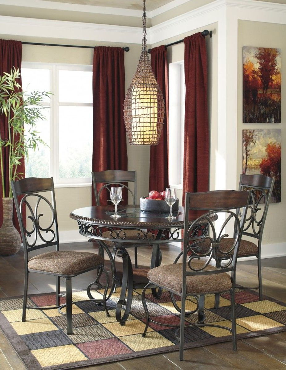 Glambrey – Brown – 5 Pc. – Dining Room Table, 4 Upholstered Side Chairs