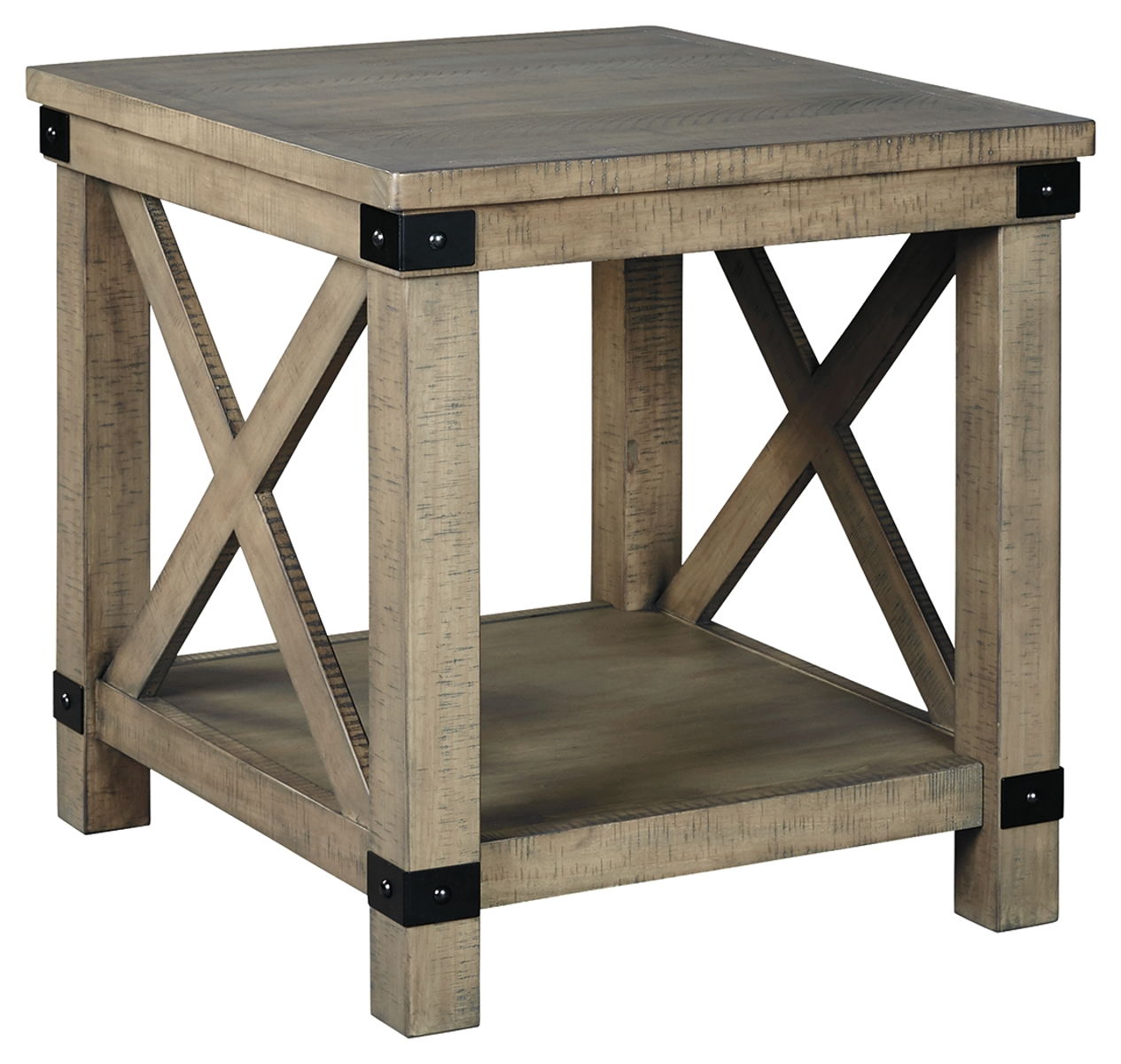 Aldwin – Gray – Rectangular End Table – Crossbuck Styling