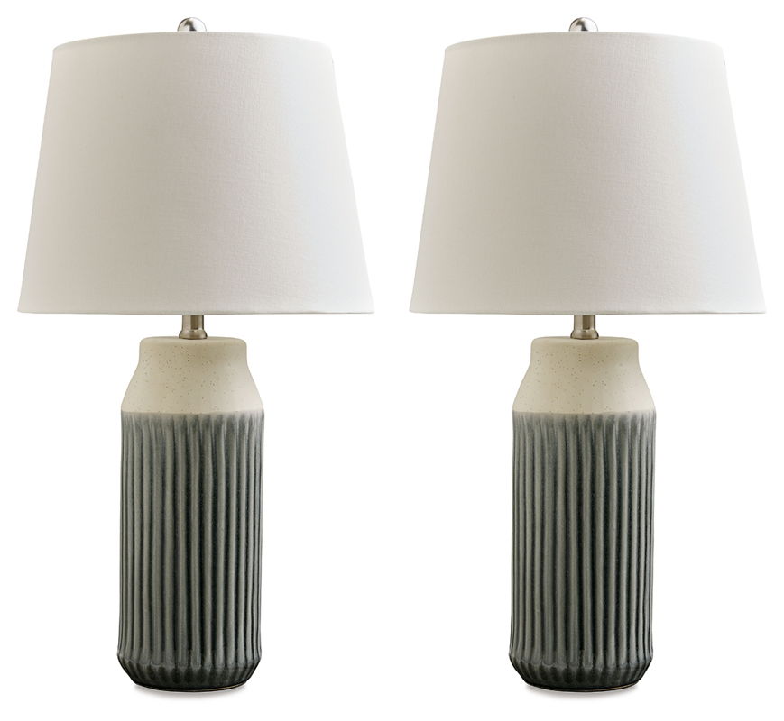 Afener – Blue / Beige – Ceramic Table Lamp (Set of 2)