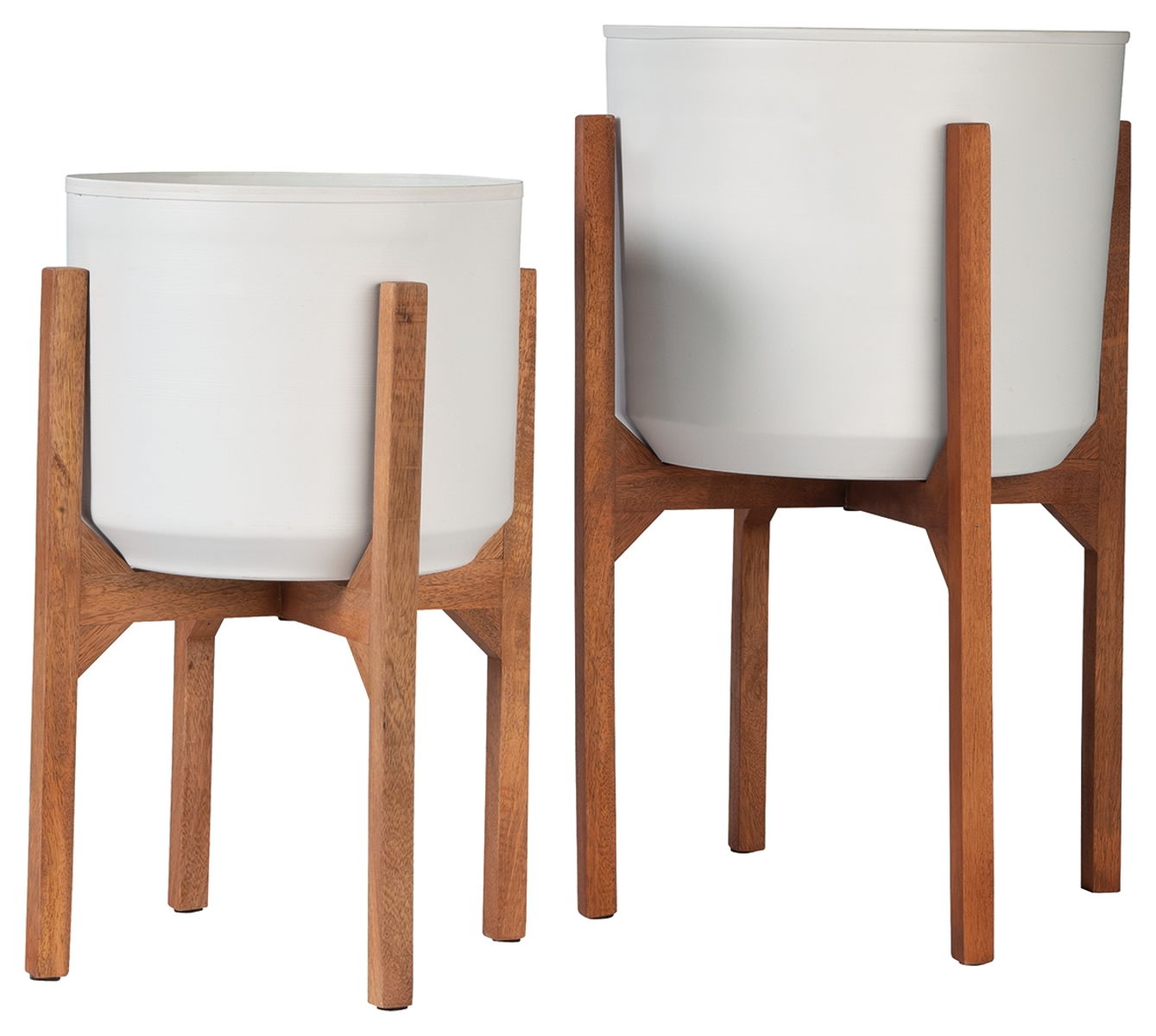 Dorcey – White / Brown – Planter Set (Set of 2)