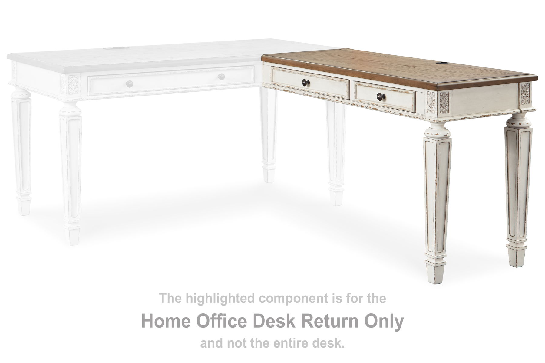 Realyn – White / Brown – Home Office Desk Return