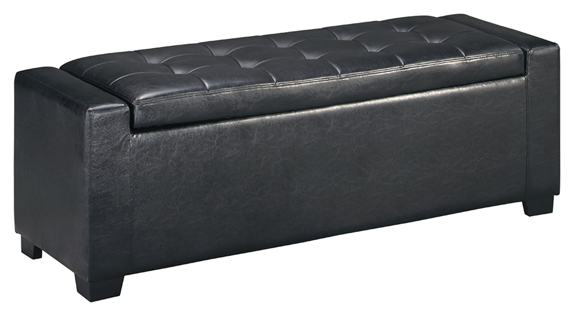 Benches – Black – Upholstered Storage Bench – Faux Leather