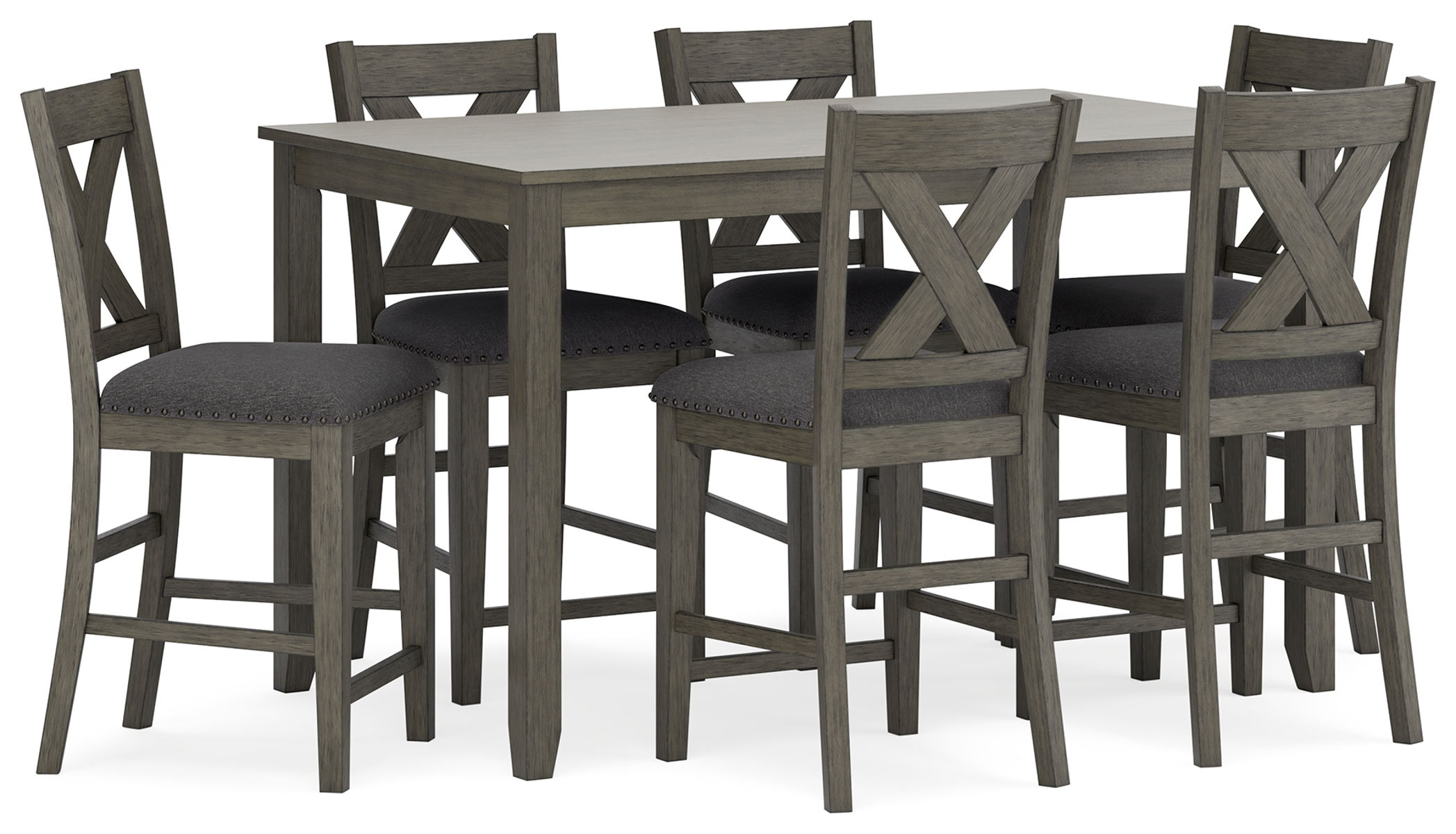 Caitbrook – Gray – Rect Drm Counter Table Set (Set of 7)