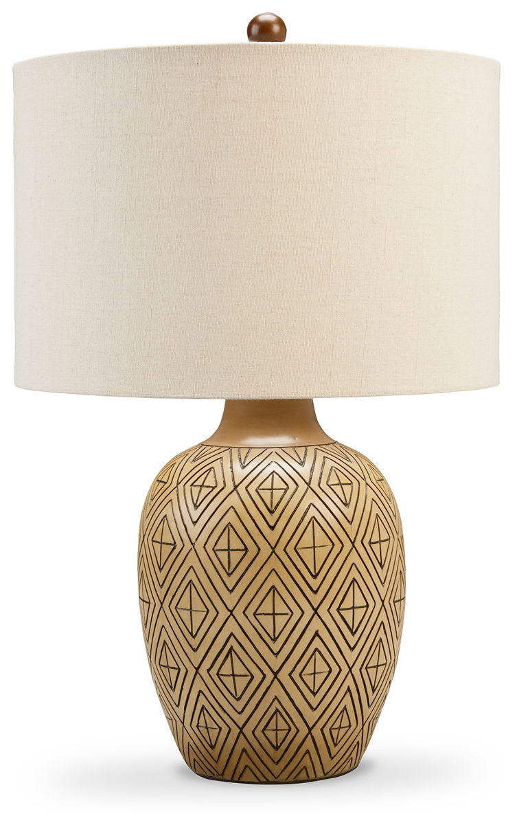 Jairgan – Tan / Black – Poly Table Lamp (Set of 2)