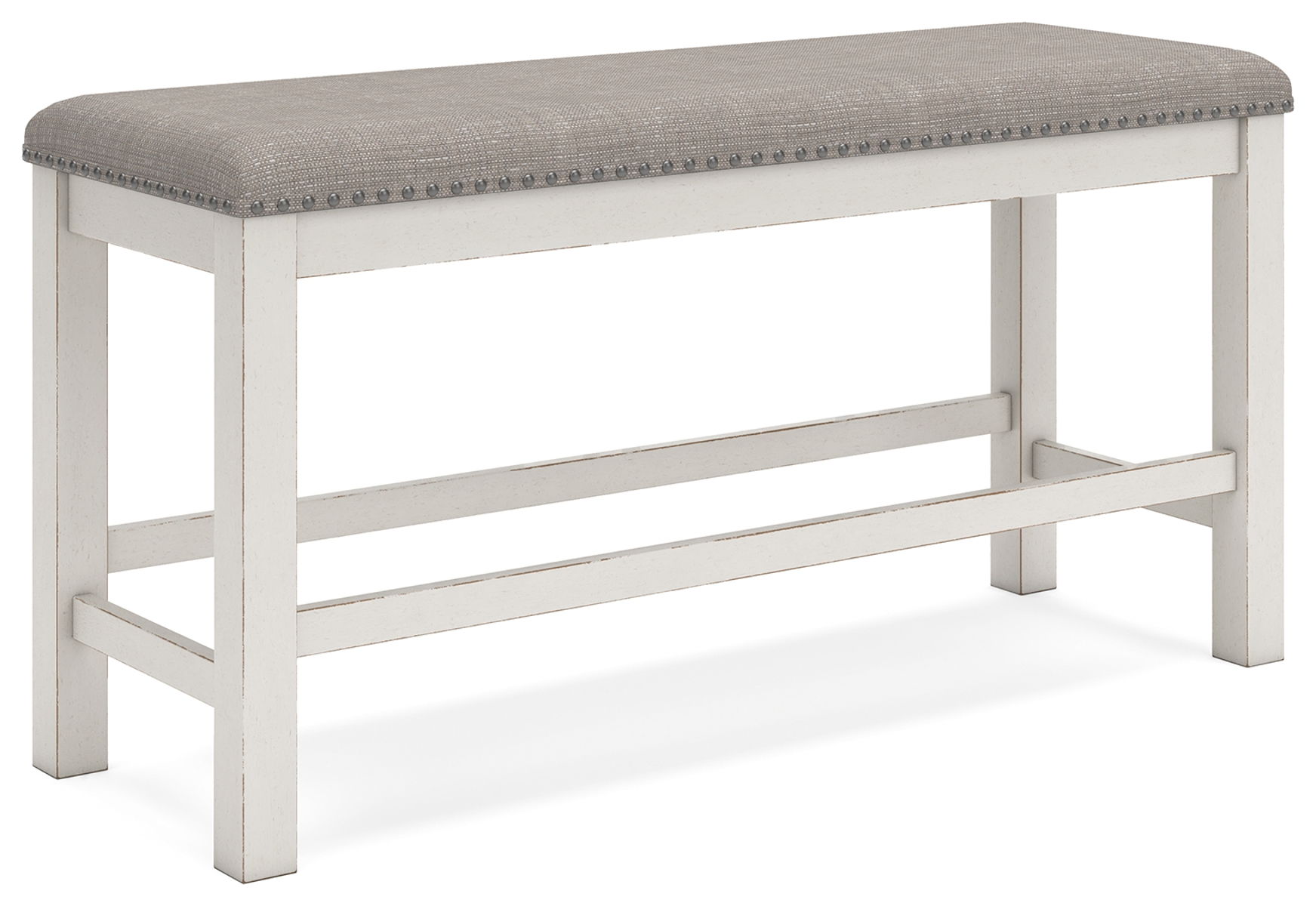 Robbinsdale – Antique White – Dbl Counter Height Upholstered Dining Bench