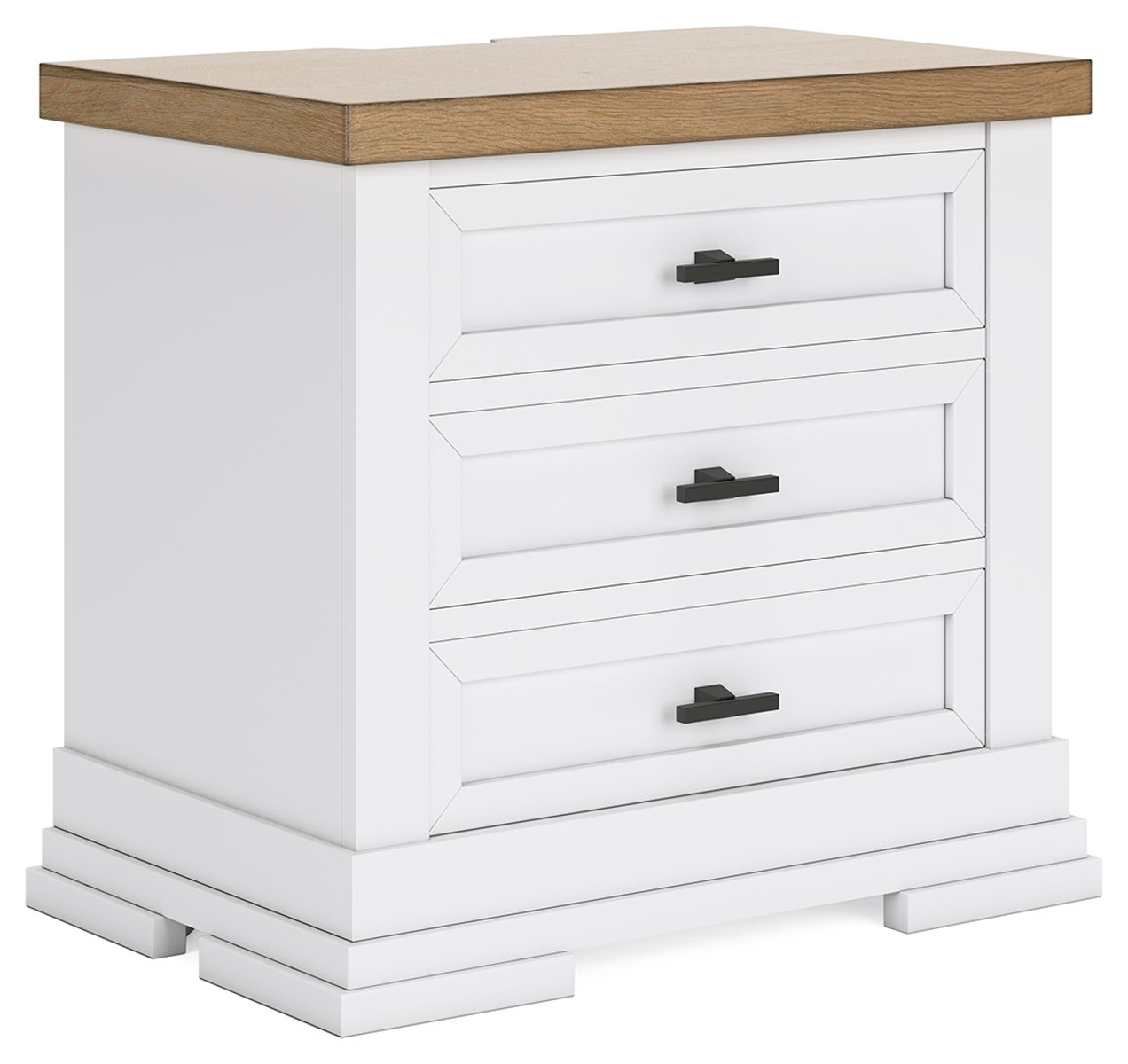 Ashbryn – White / Natural – Three Drawer Night Stand