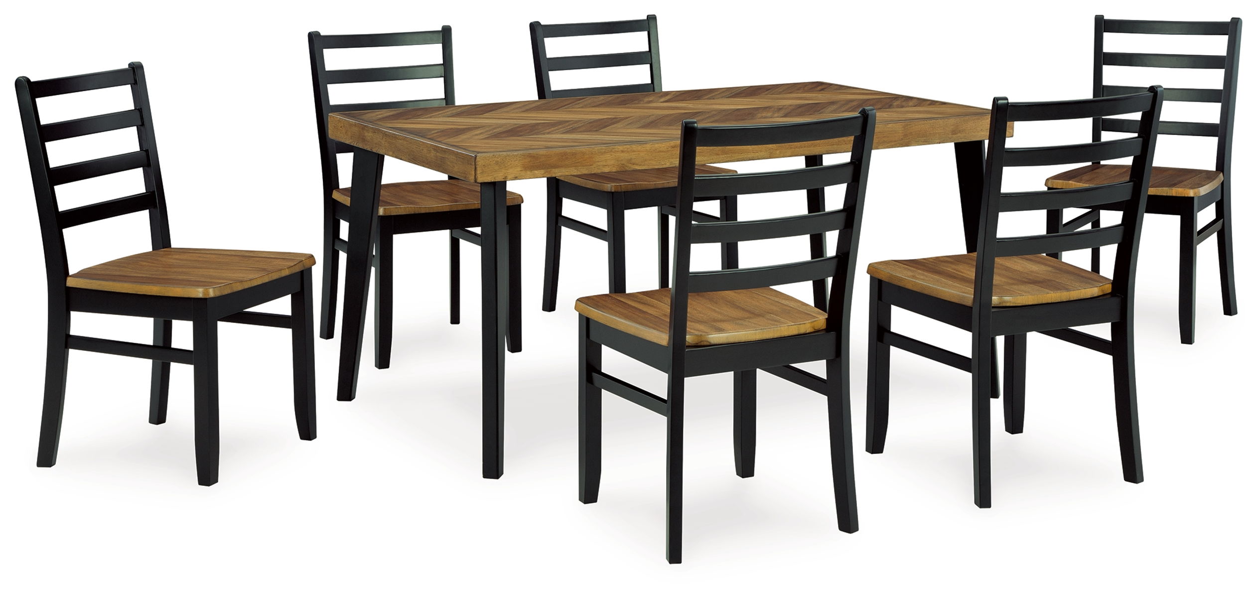 Blondon – Brown / Black – Rectangular Drm Table Set (Set of 7)