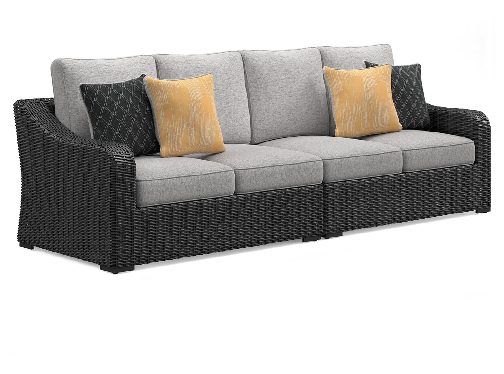 Beachcroft – Black / Light Gray – 2-Piece Outdoor Loveseat with Cushion