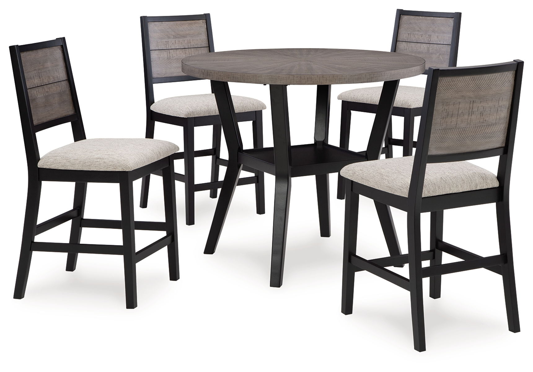 Corloda – Black / Gray – Round Counter Table Set (Set of 5)