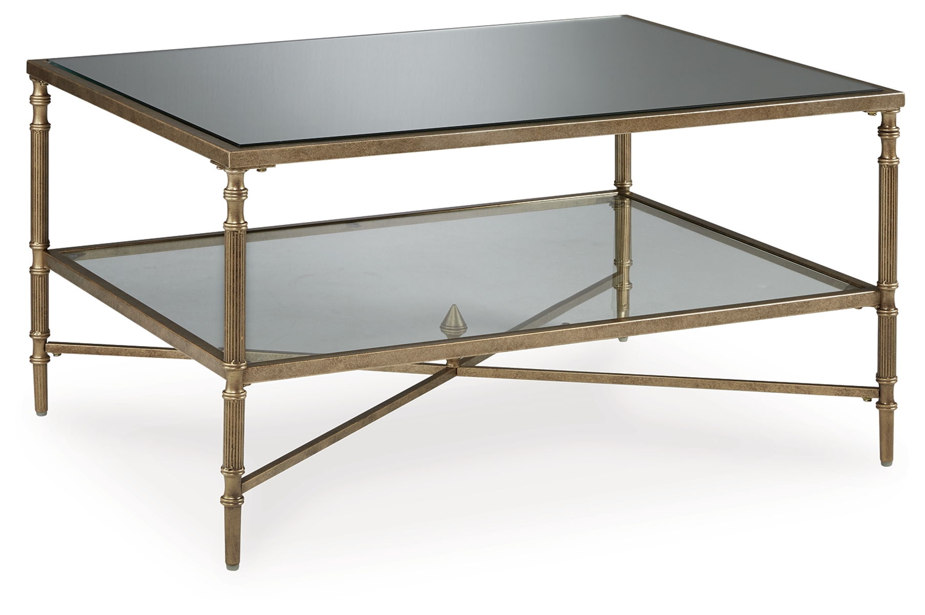 Cloverty – Aged Gold Finish – Rectangular Cocktail Table