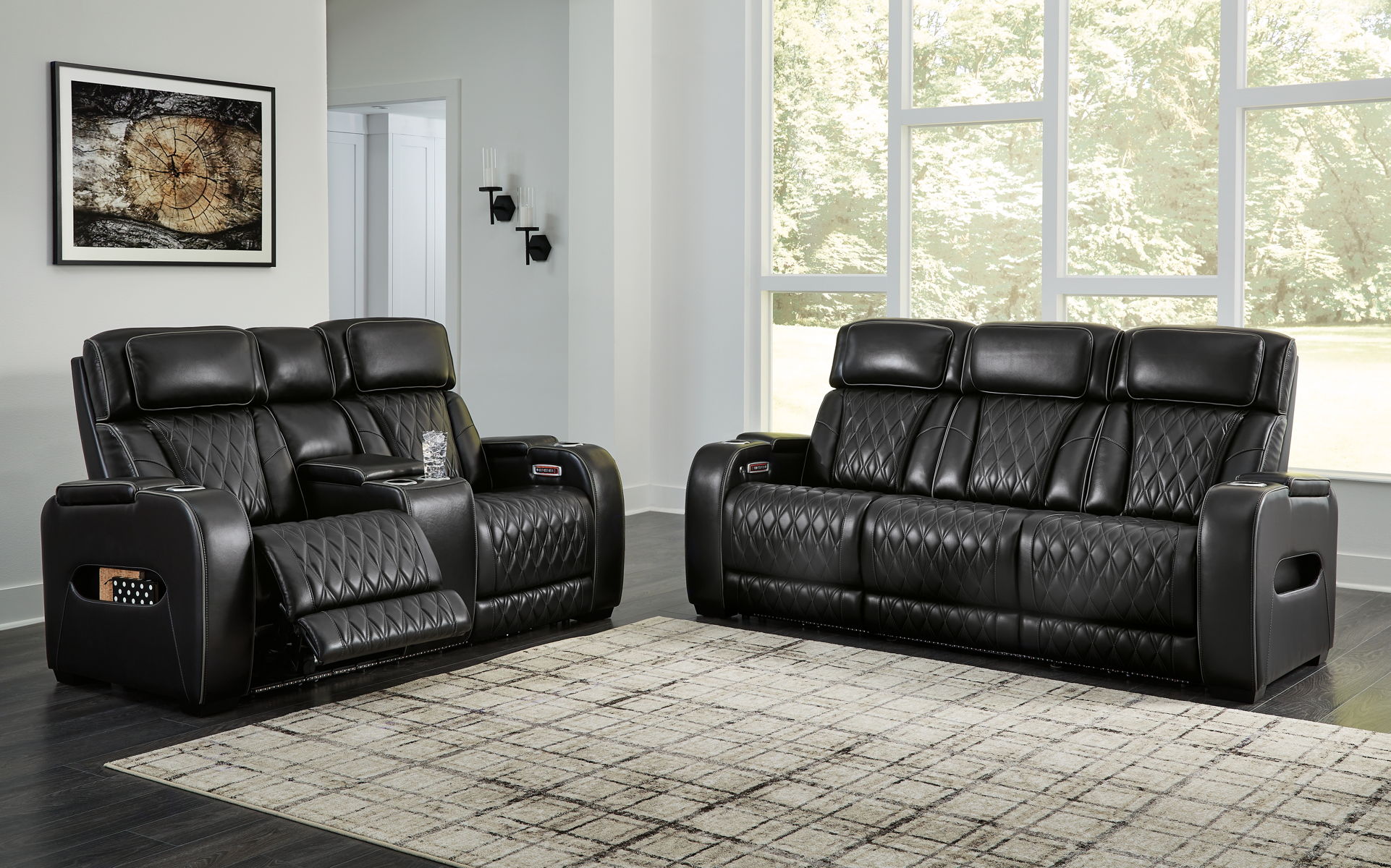 Boyington – Black – 2 Pc. – Power Reclining Sofa And Loveseat