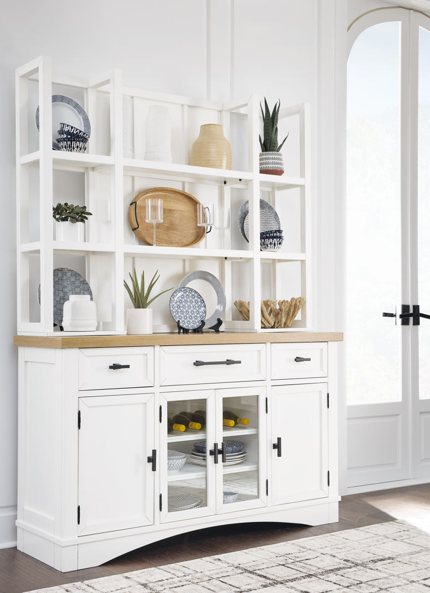 Ashbryn – White / Natural – Dining Server And Hutch