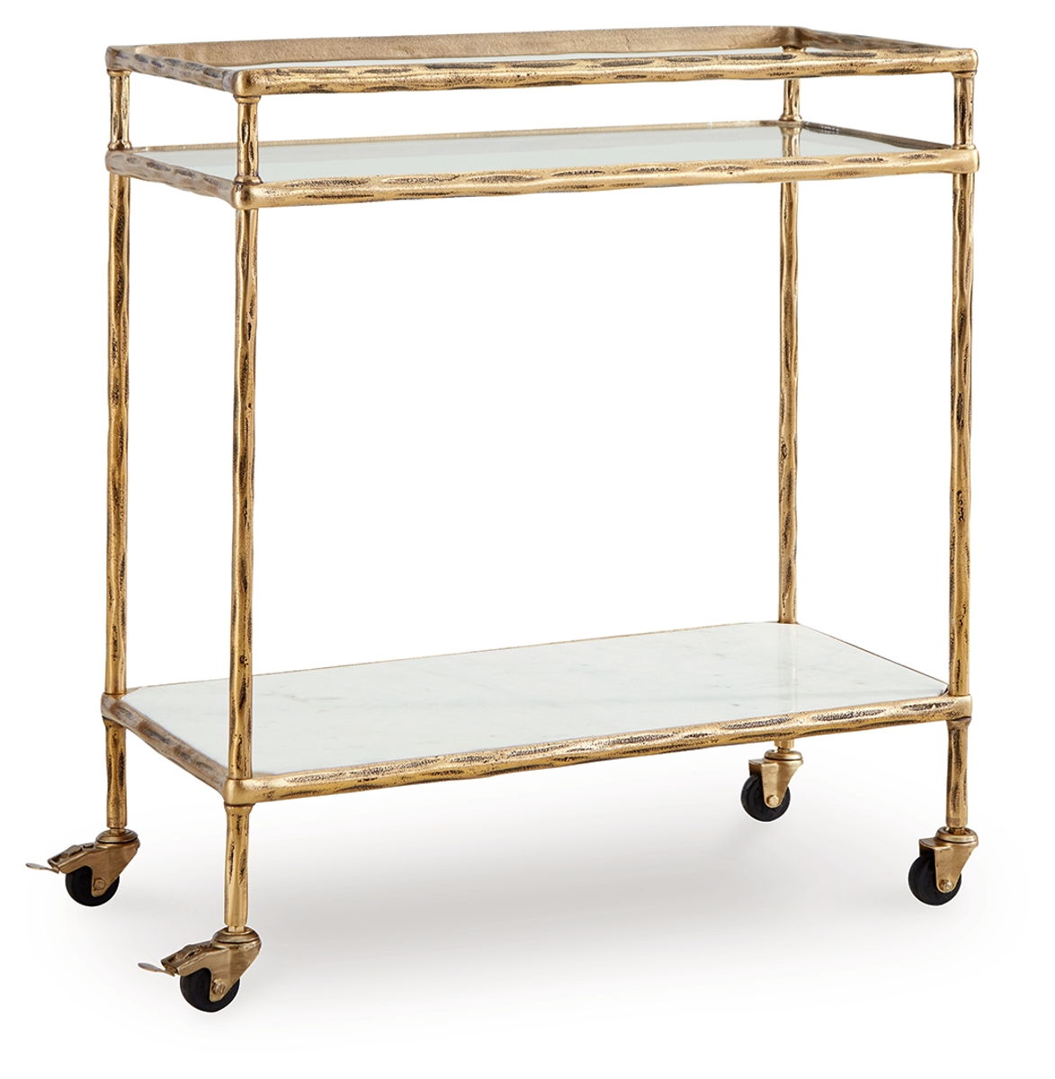 Plattfield – Antique Gold Finish – Bar Cart