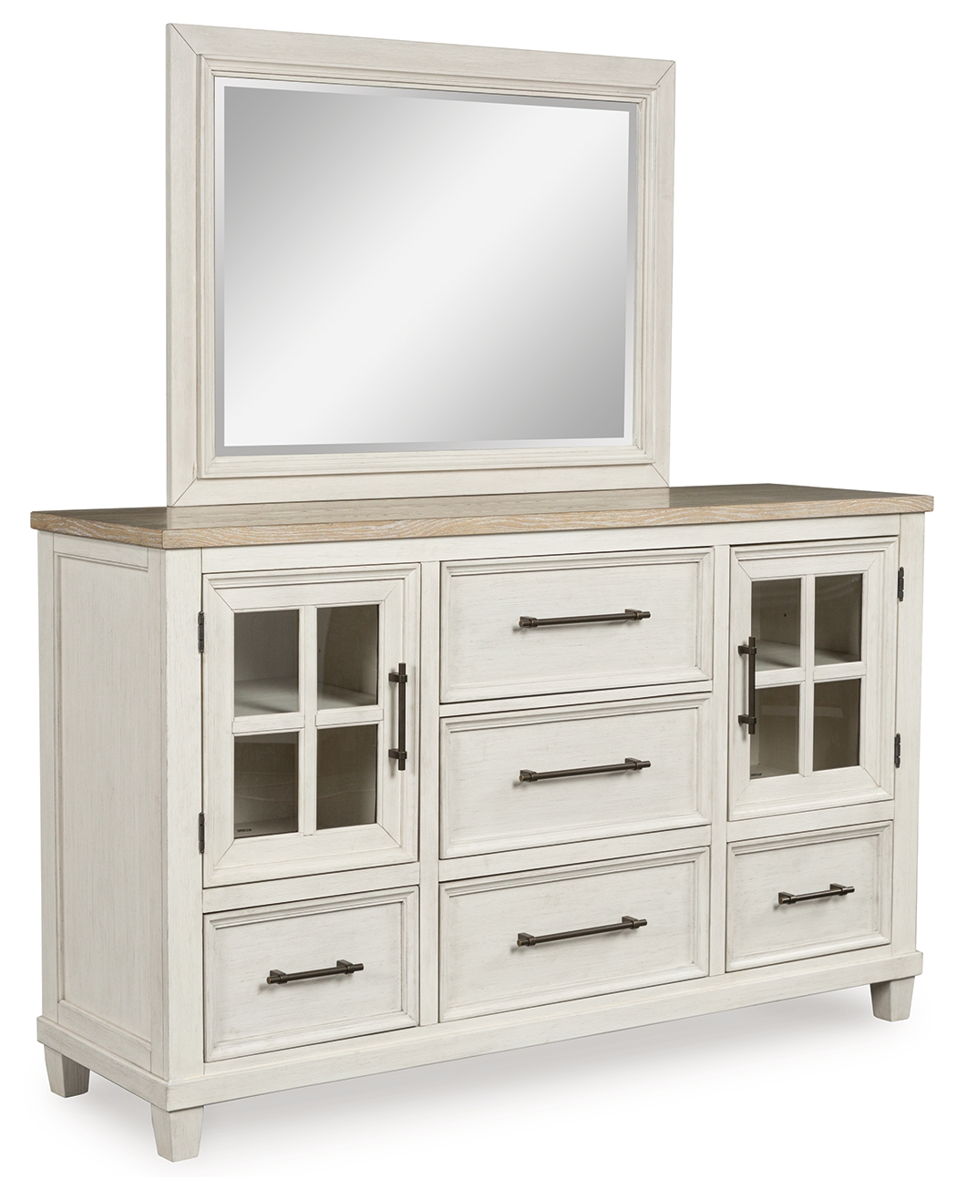 Shaybrock – Antique White / Brown – Dresser And Mirror