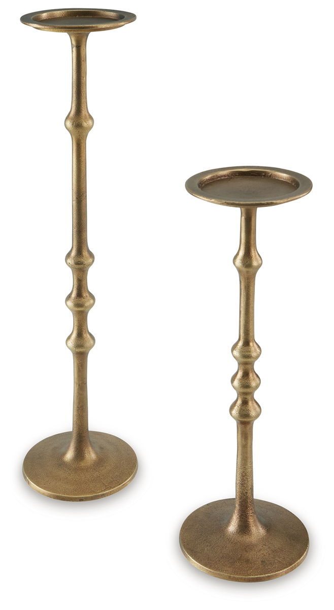 Larwick – Antique Brass Finish – Candle Holder Set (Set of 2)