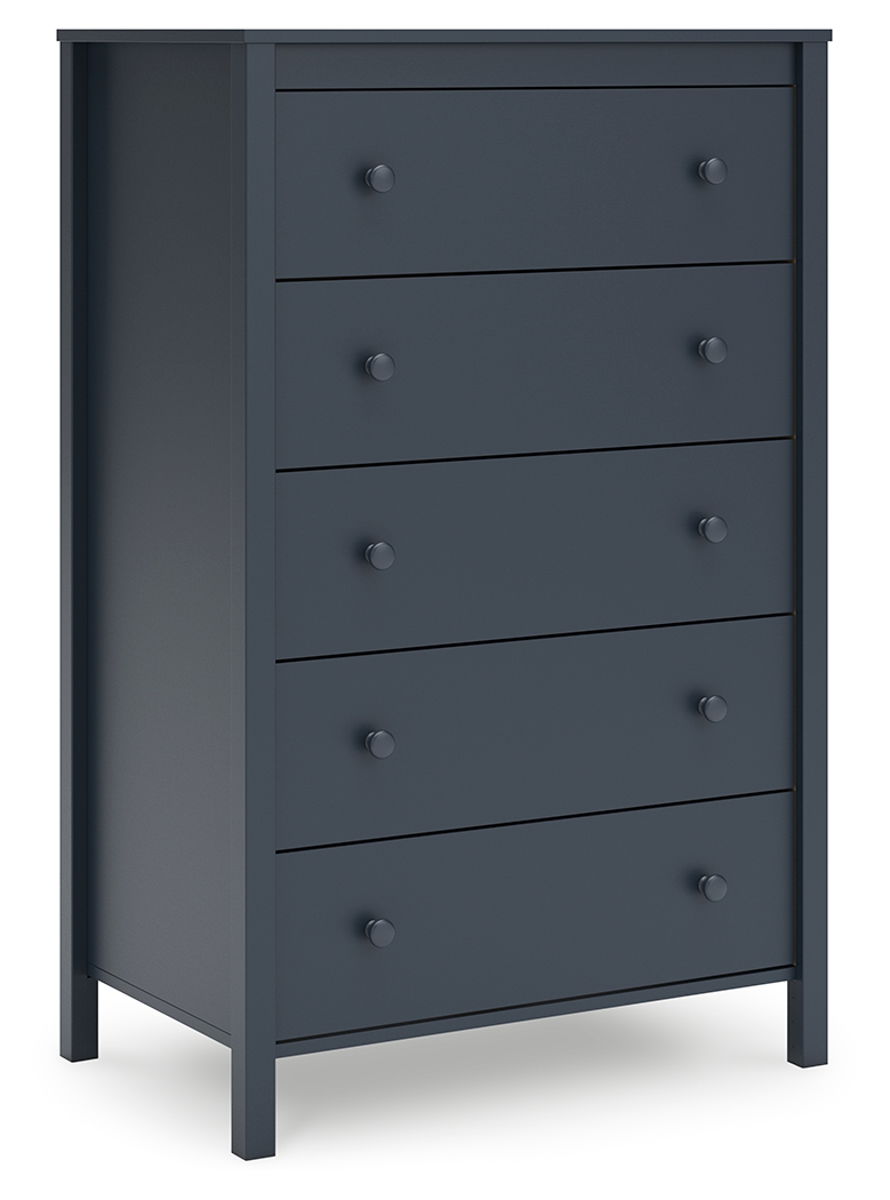 Simmenfort – Navy Blue – Five Drawer Chest
