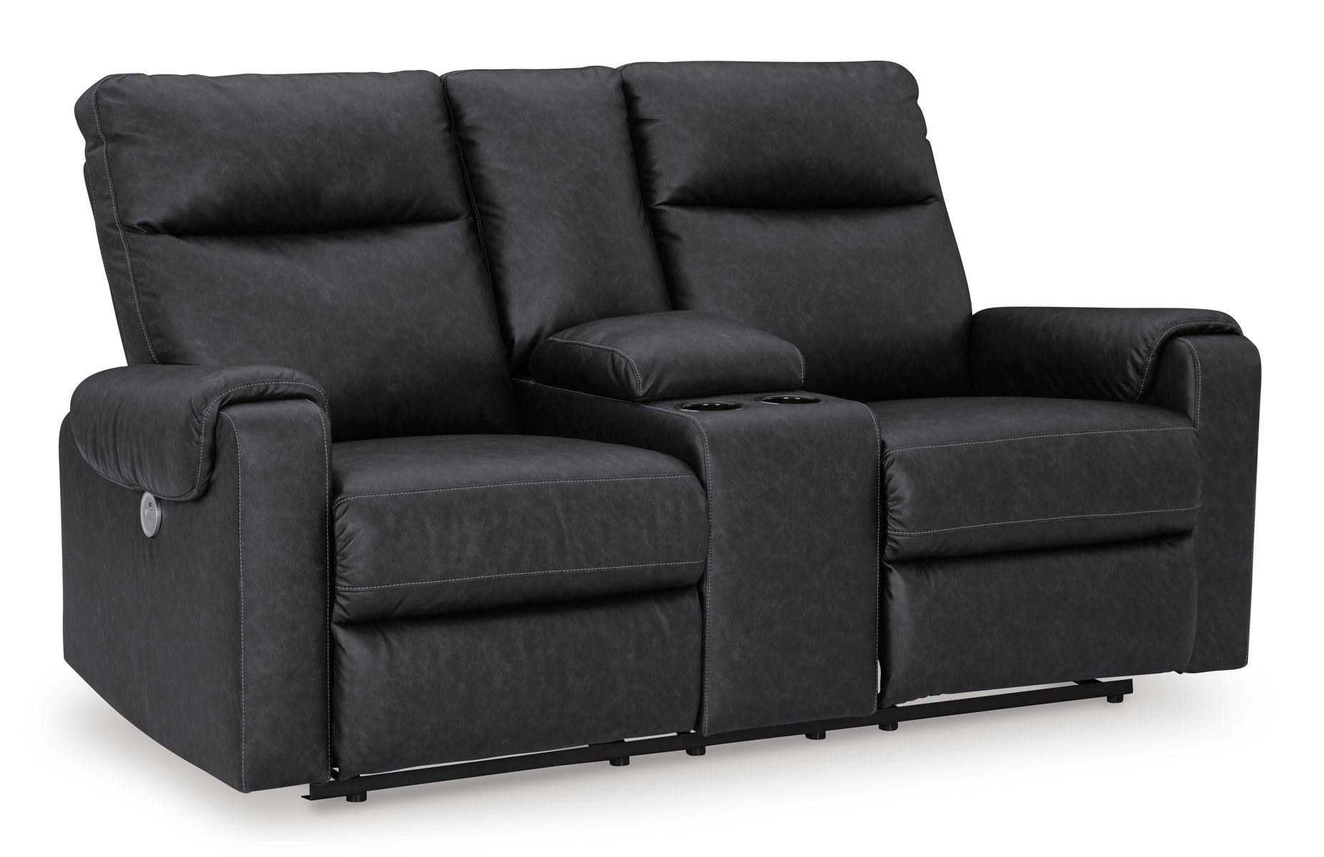 Axtellton – Carbon – Dbl Power Reclining Loveseat with Console