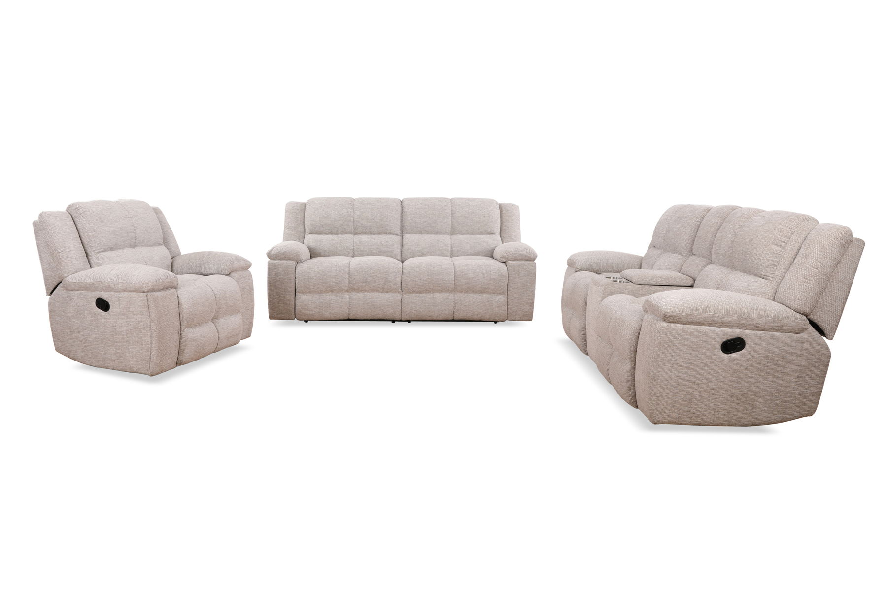 Buster – Manual Reclining Sofa Loveseat And Recliner – Opal Taupe