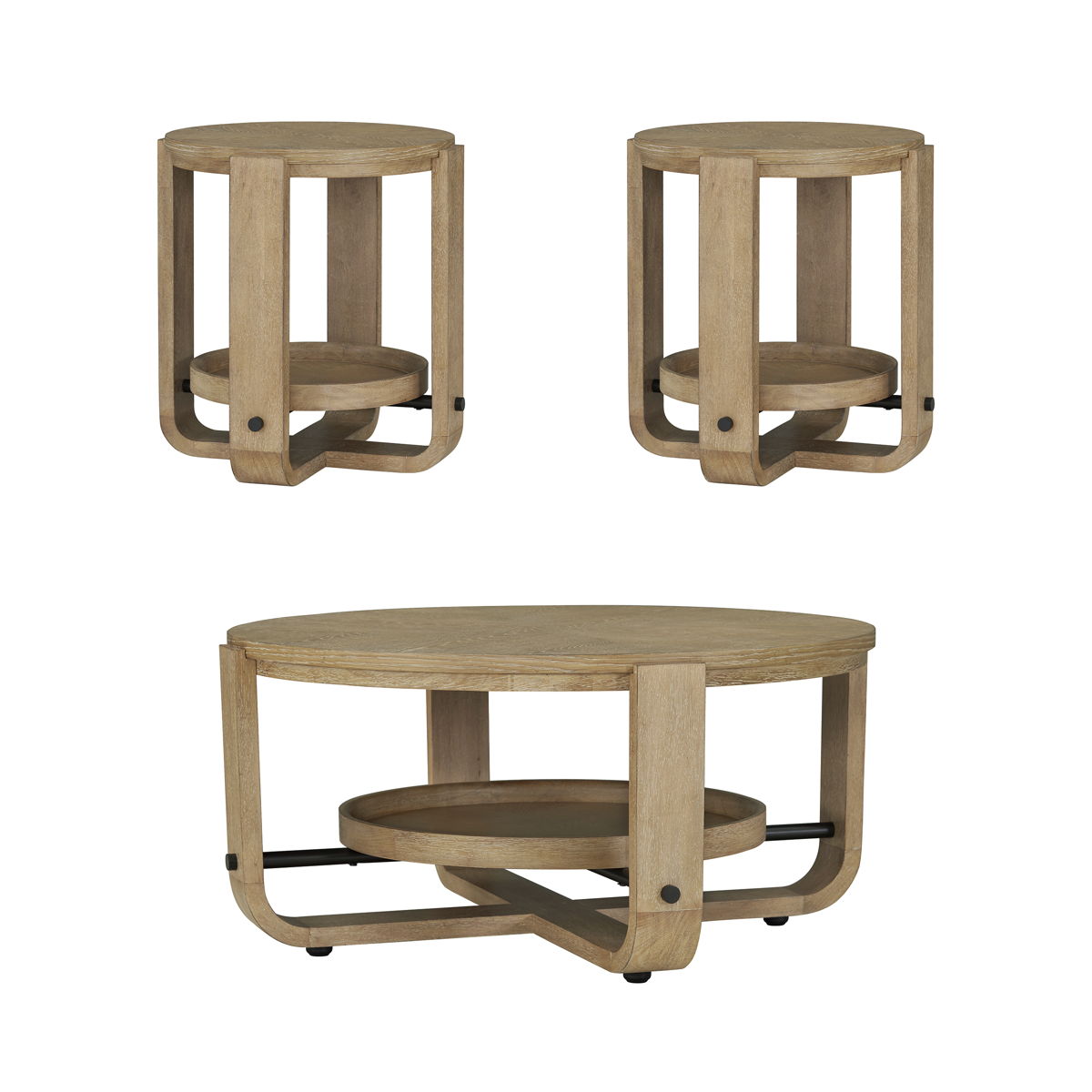 Escape – 3 Piece Occasional Table Set – Glazed Natural Oak