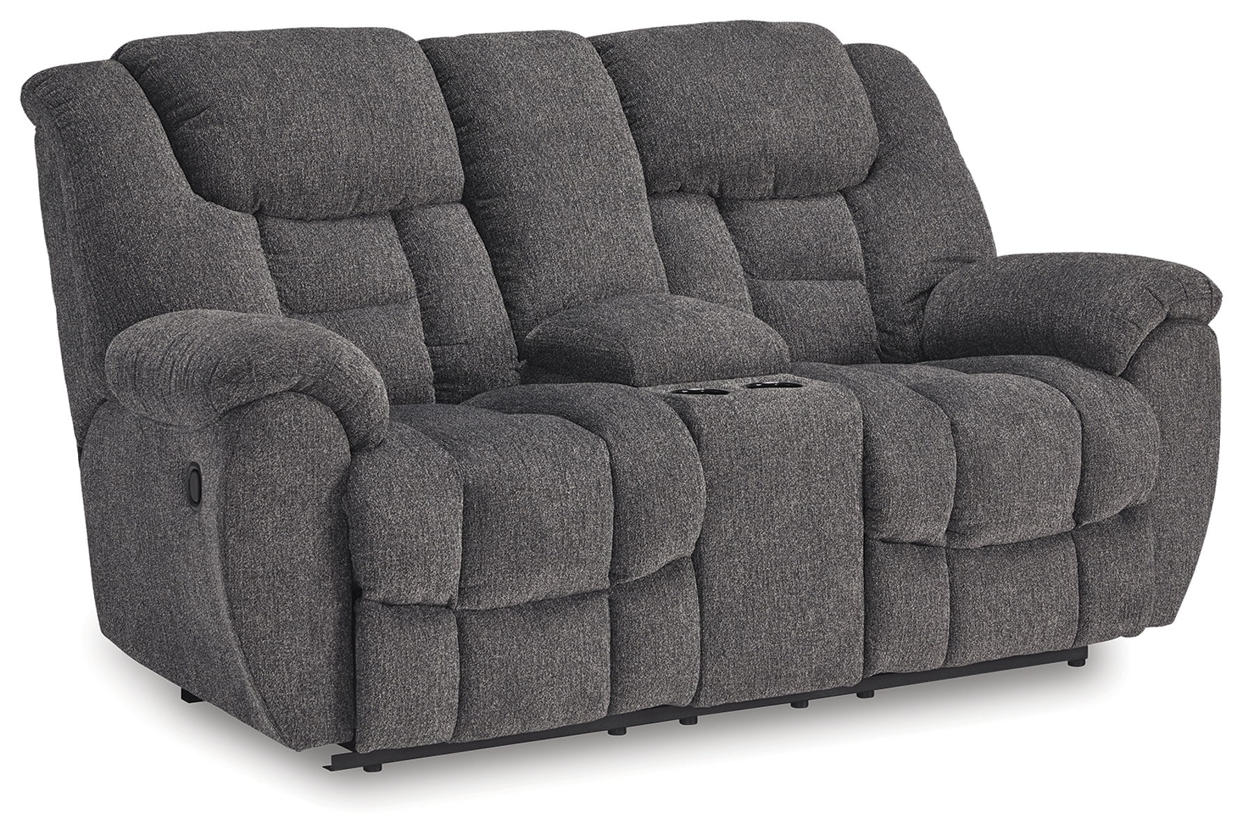 Foreside – Charcoal – Dbl Reclining Loveseat with Console