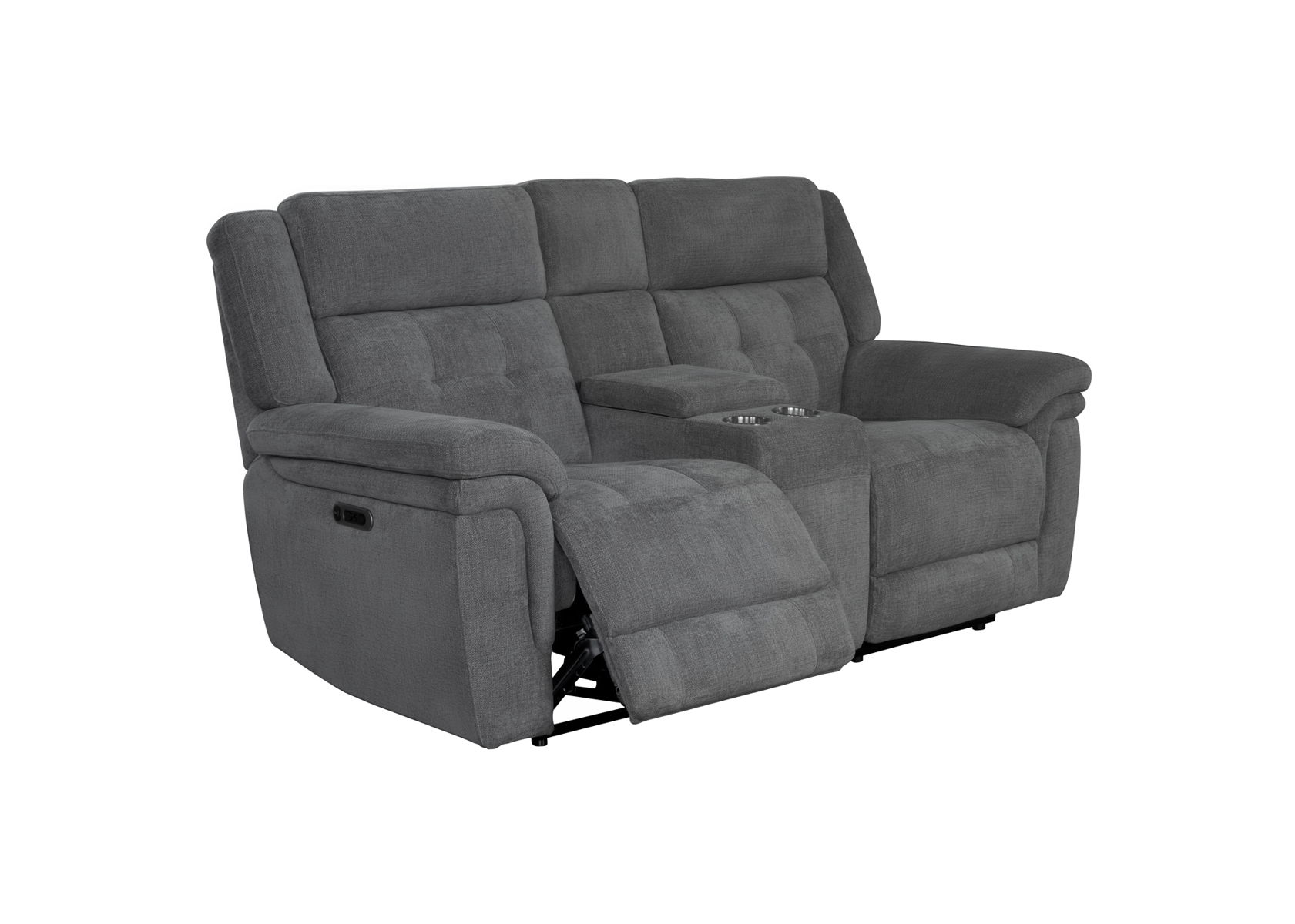 Richland – Power Console Loveseat – Bristol Grey