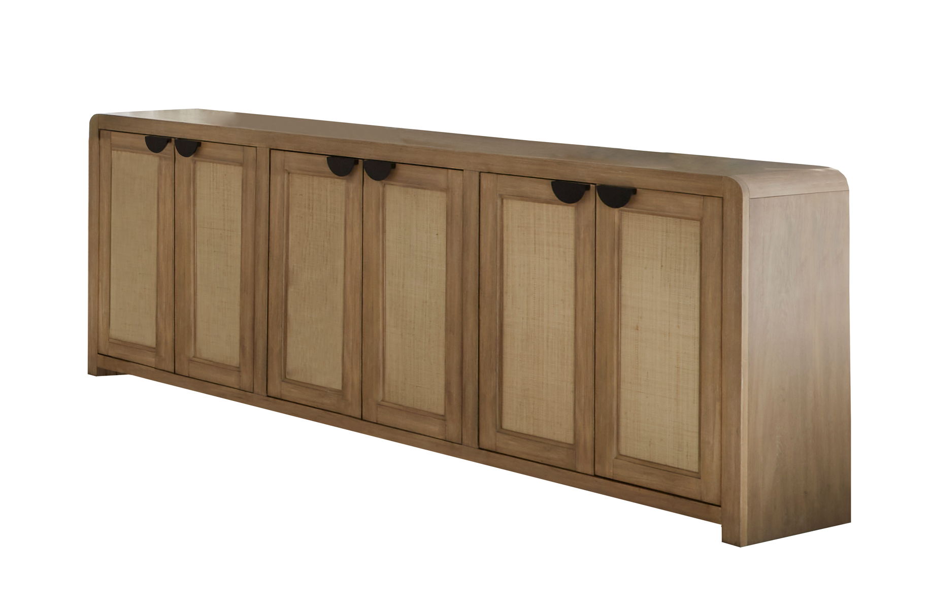 Escape – 90 In. Console With Reversible Panel Doors – Glazed Natural Oak Natural Cane