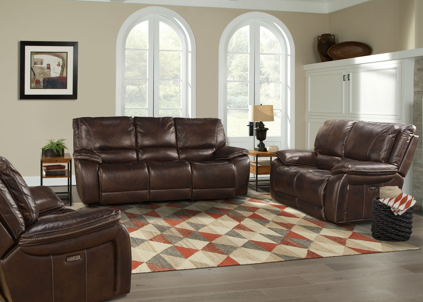 Vail – Power Reclining Sofa Loveseat And Recliner – Burnt Sienna